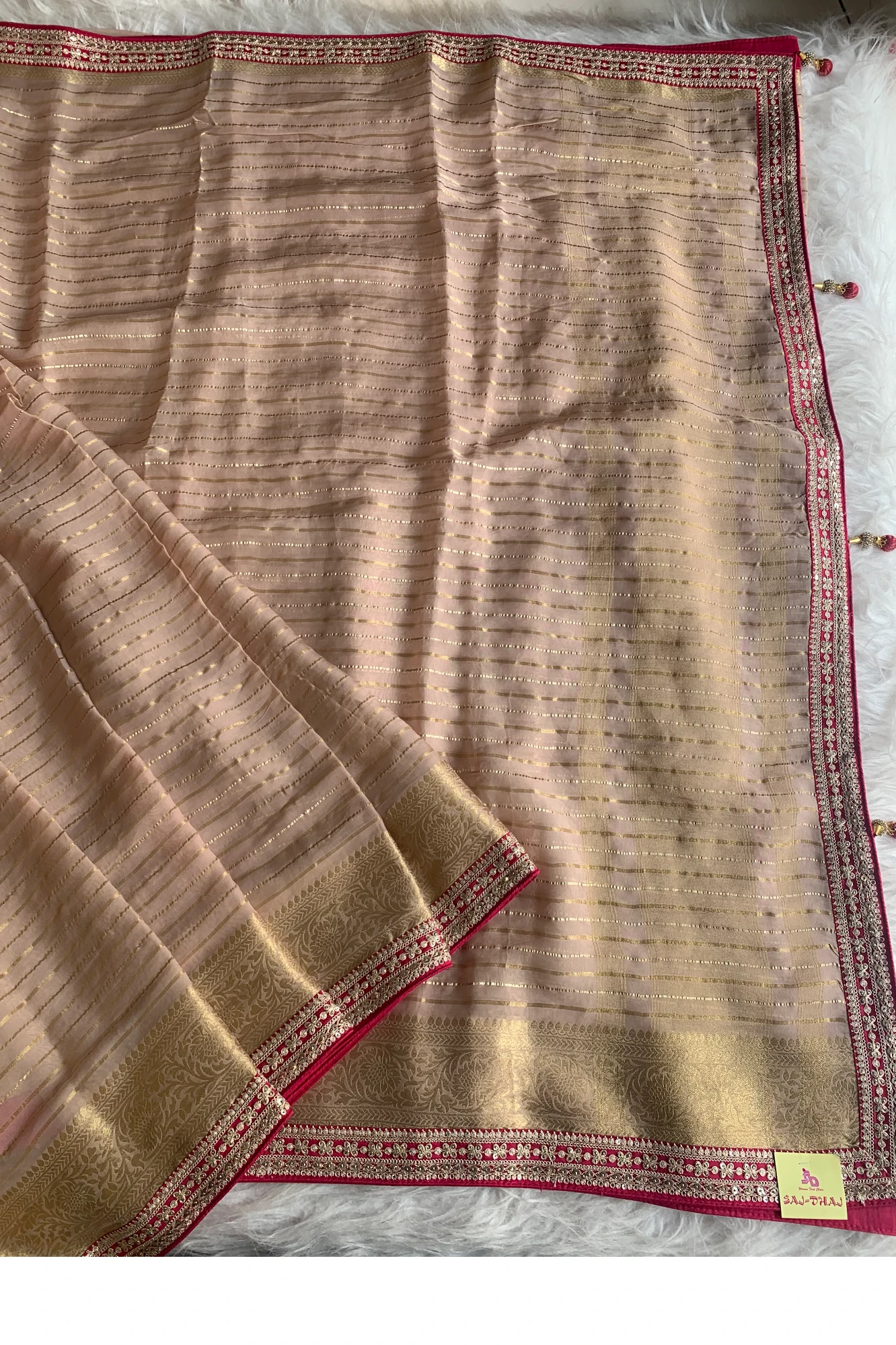 Beige Banarasi Silk Saree 5777 02