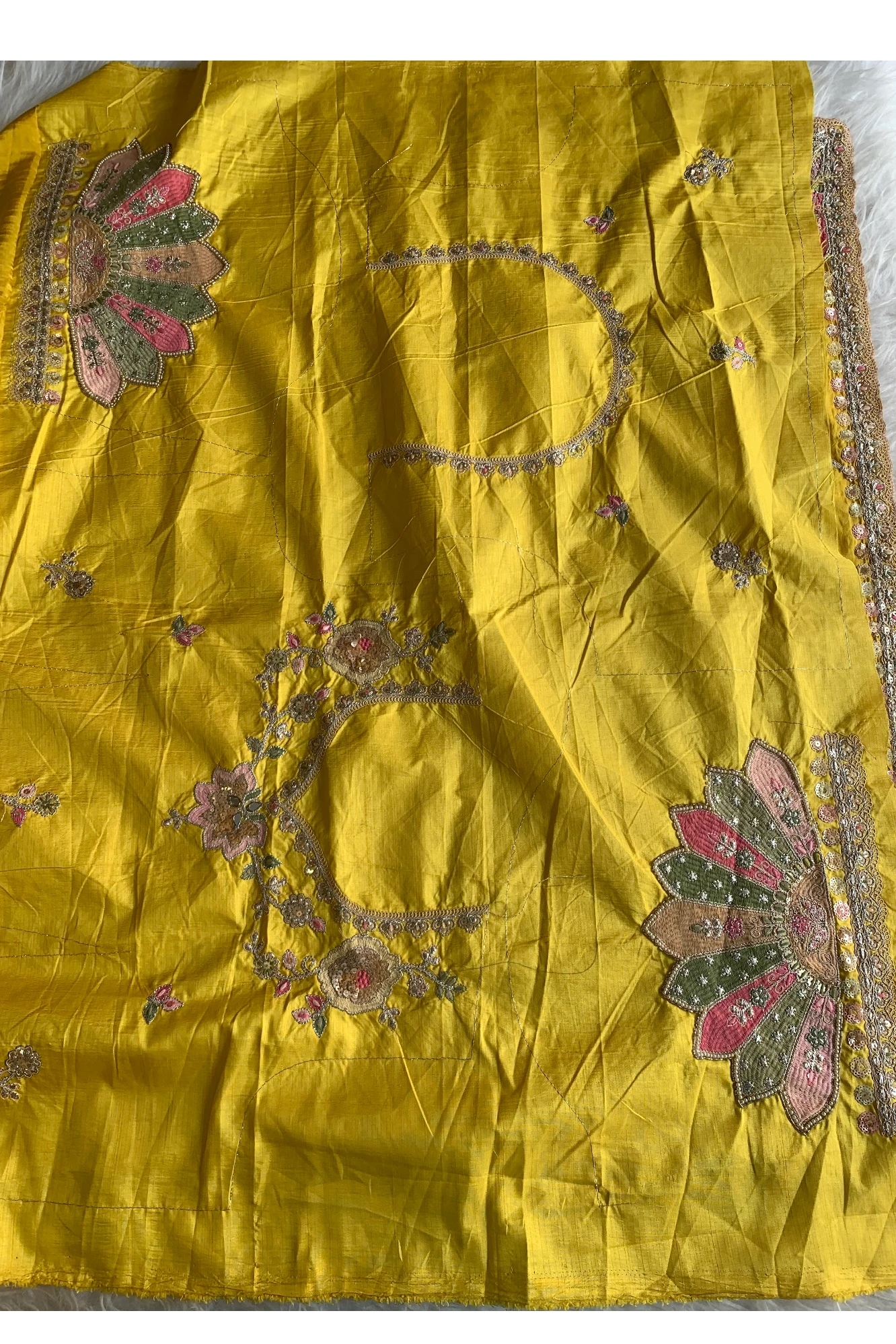 Yellow Saree with Multicolour Embroidery 5786 01