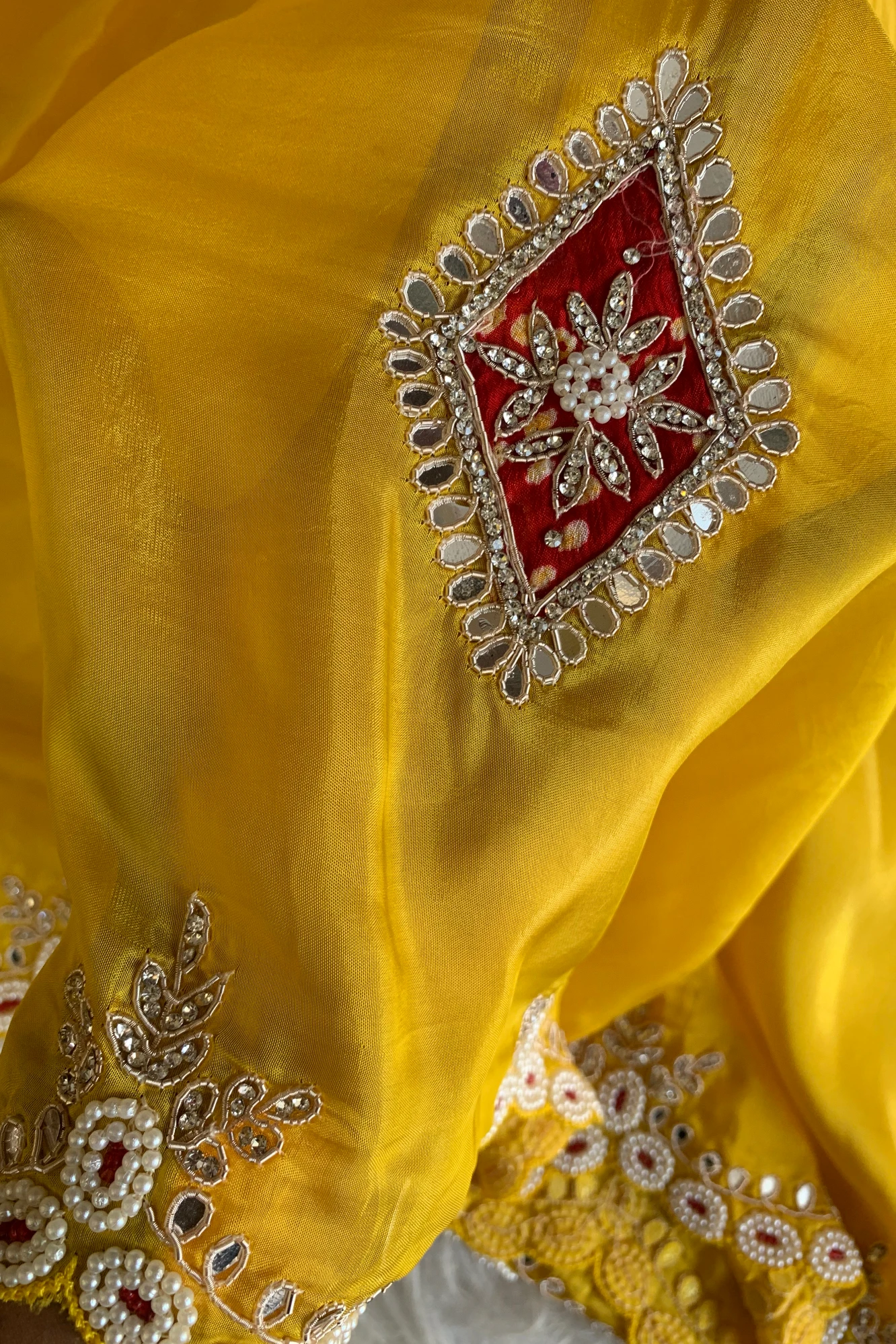 Yellow Habutai Silk Saree 5254 01