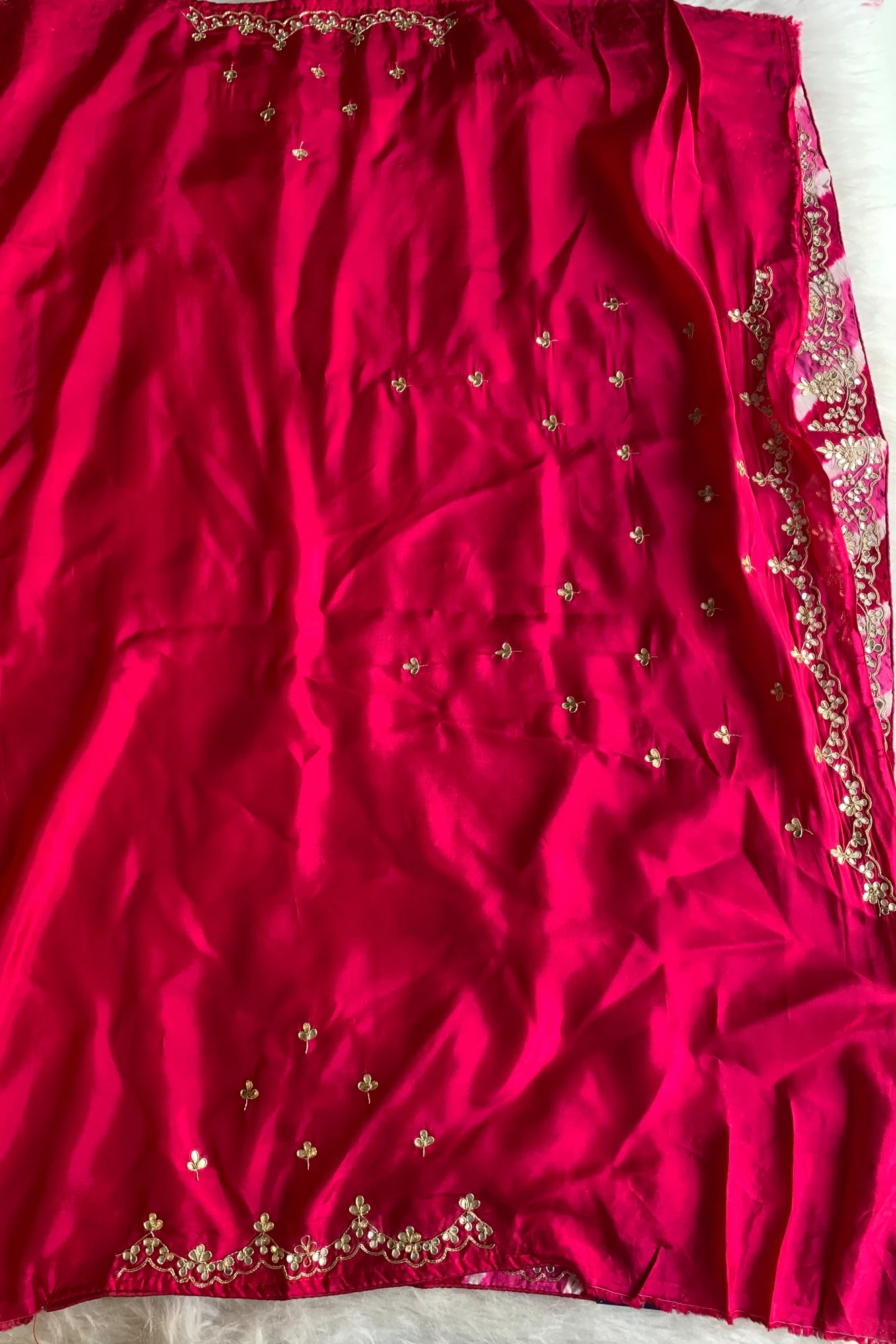 Pink Jaal Leheriya Habutai Silk Saree 5846 03