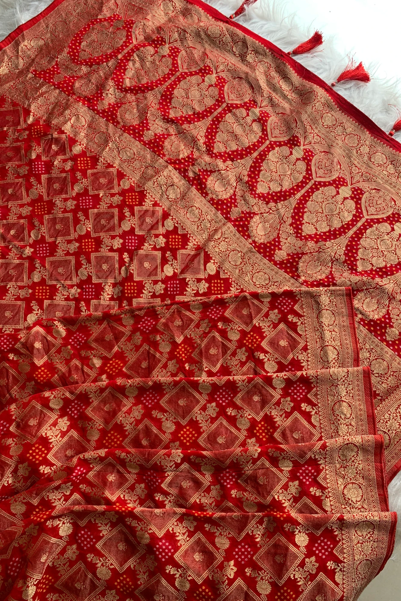 Red Khadi Banarasi Georgette Saree 5588 11
