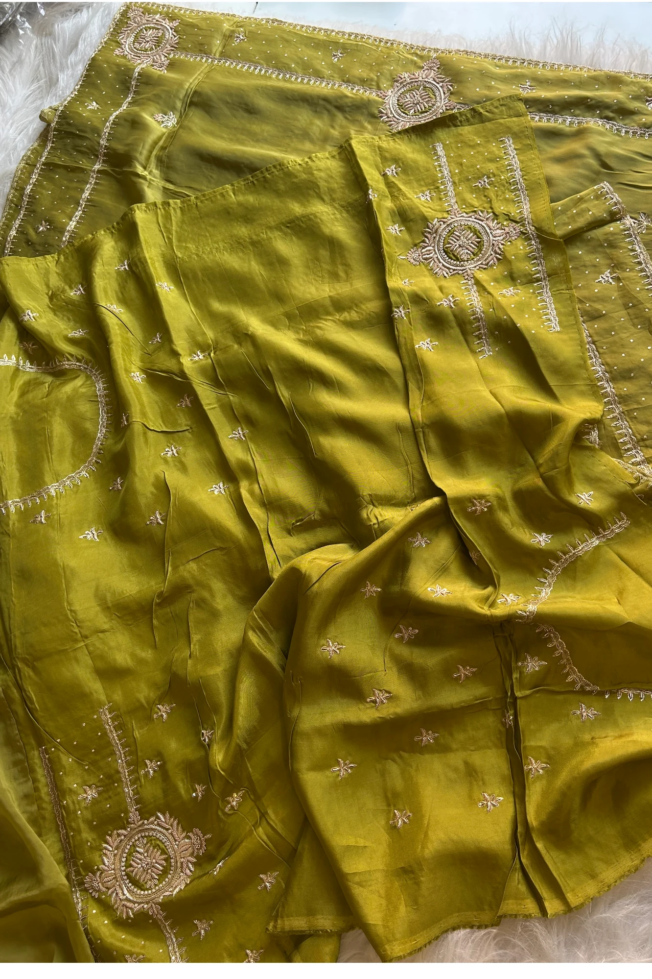 Parrot Green Habutai Saree 5764 18