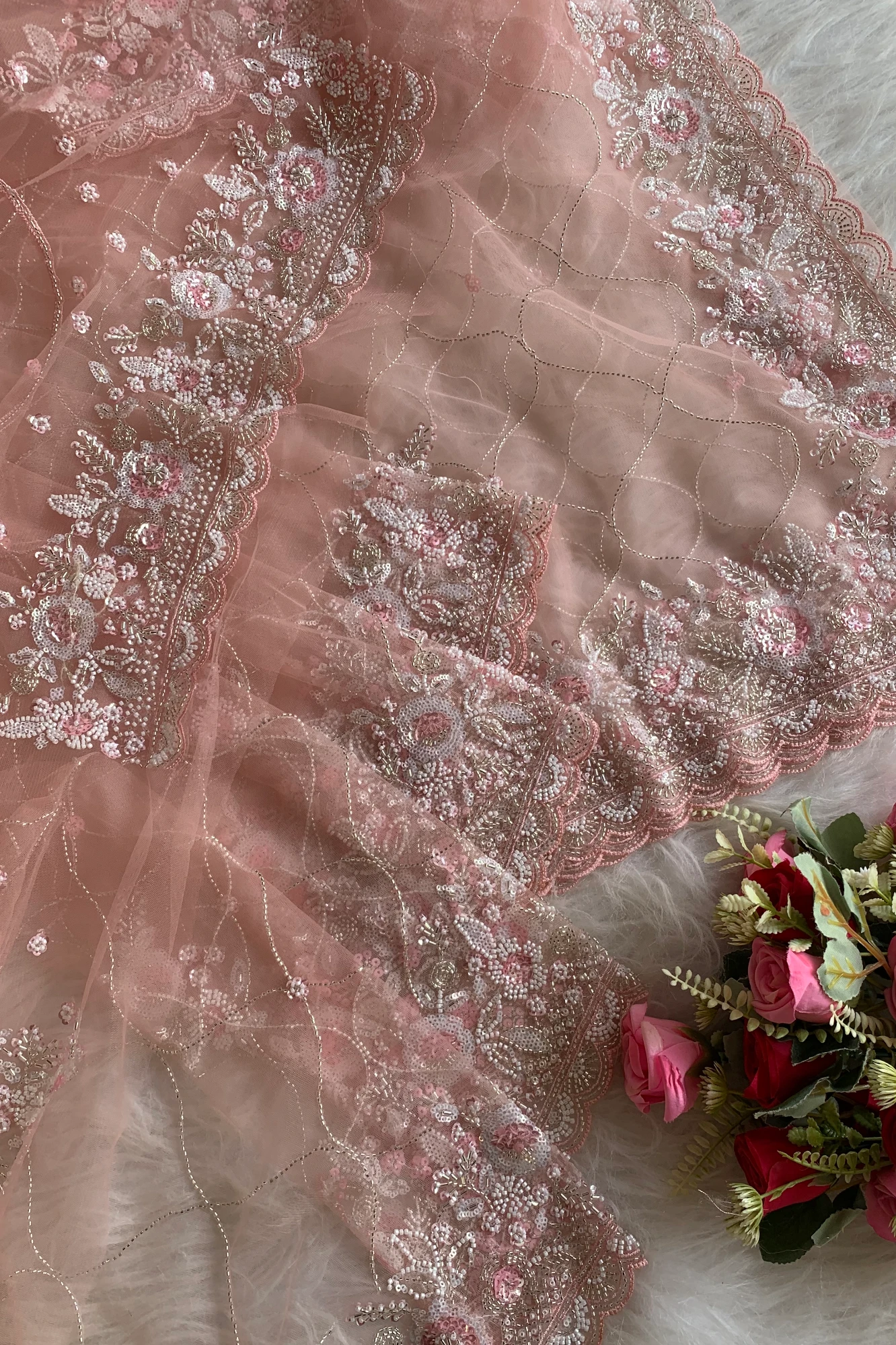 Peach Net Saree 5814 02