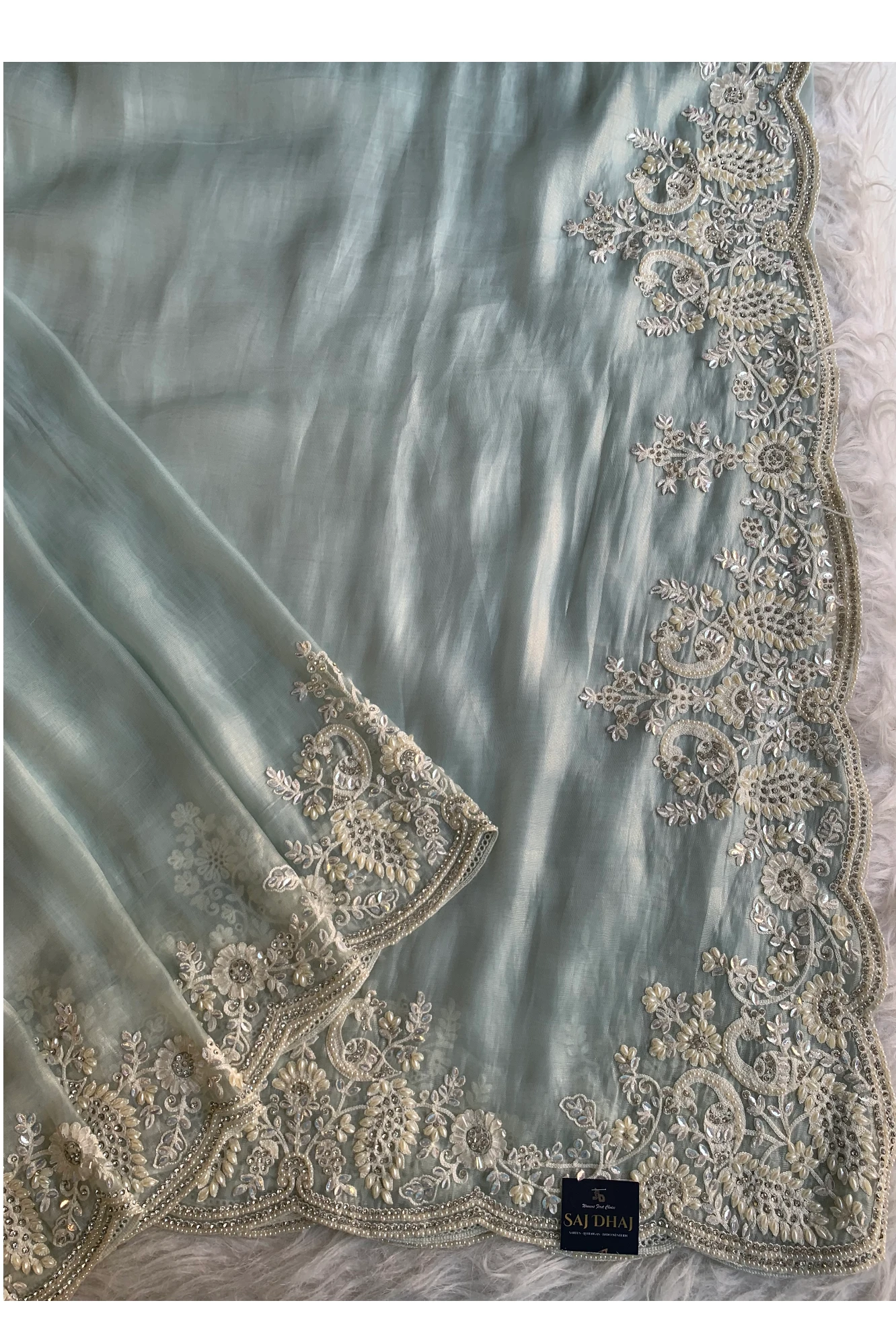 Sky Blue Reyana Organza Saree 5801 02