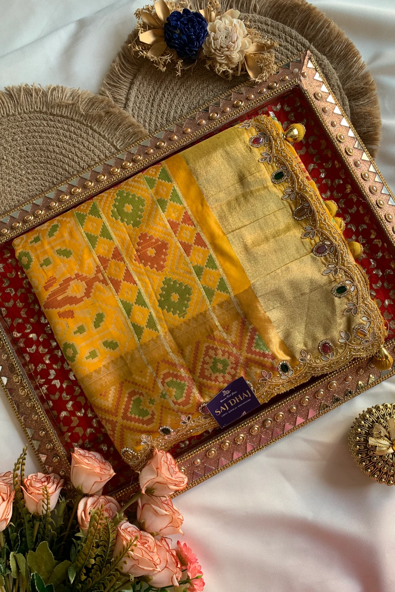 Yellow Patola Jewel Work Banarasi Saree 5862 02