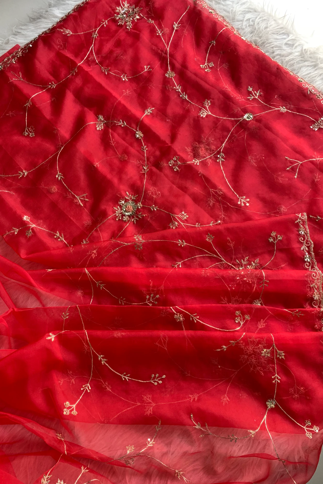 Red Organza Saree 5659 09