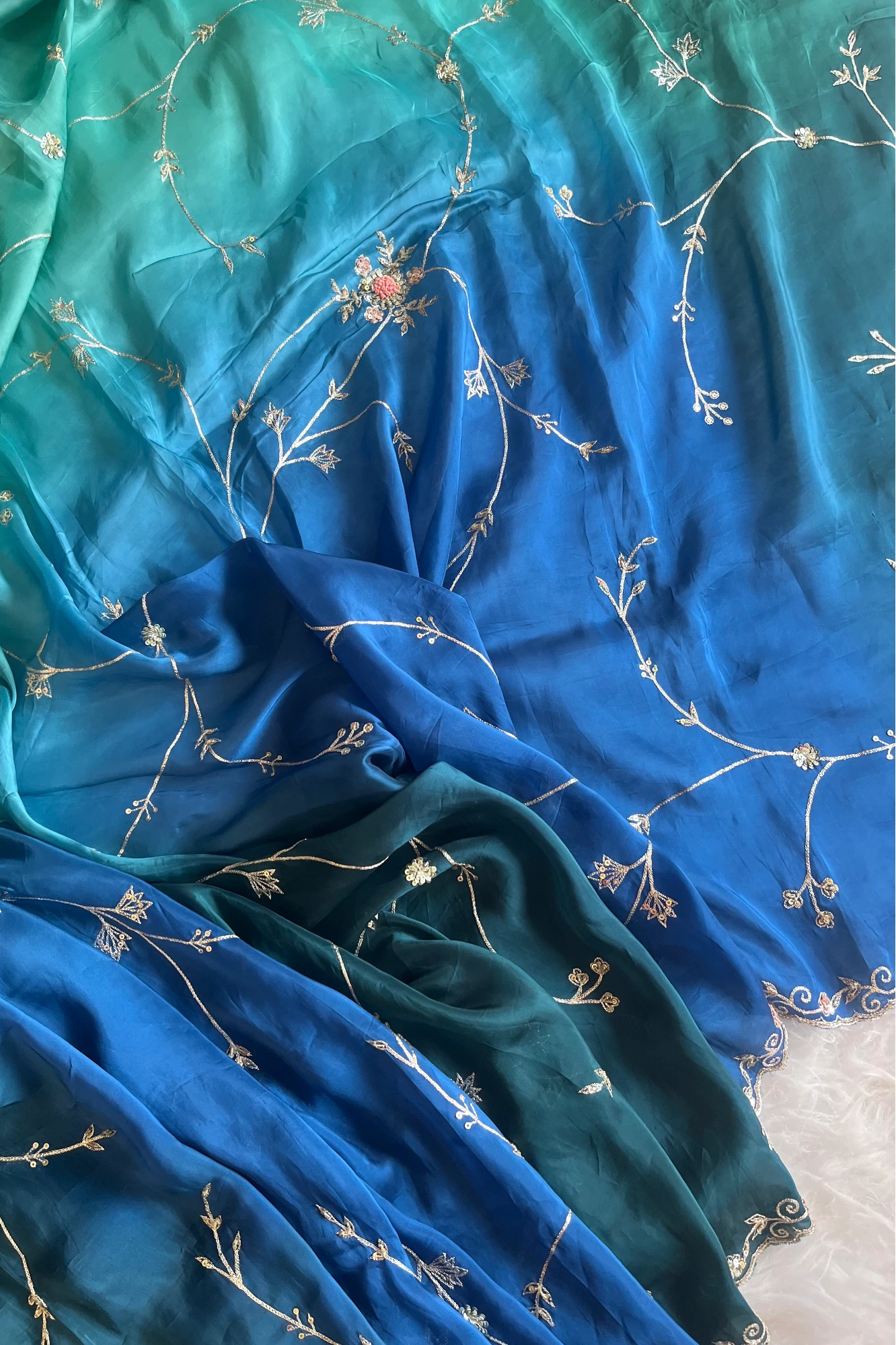 Three-Tone Habutai Silk Saree 5813 01