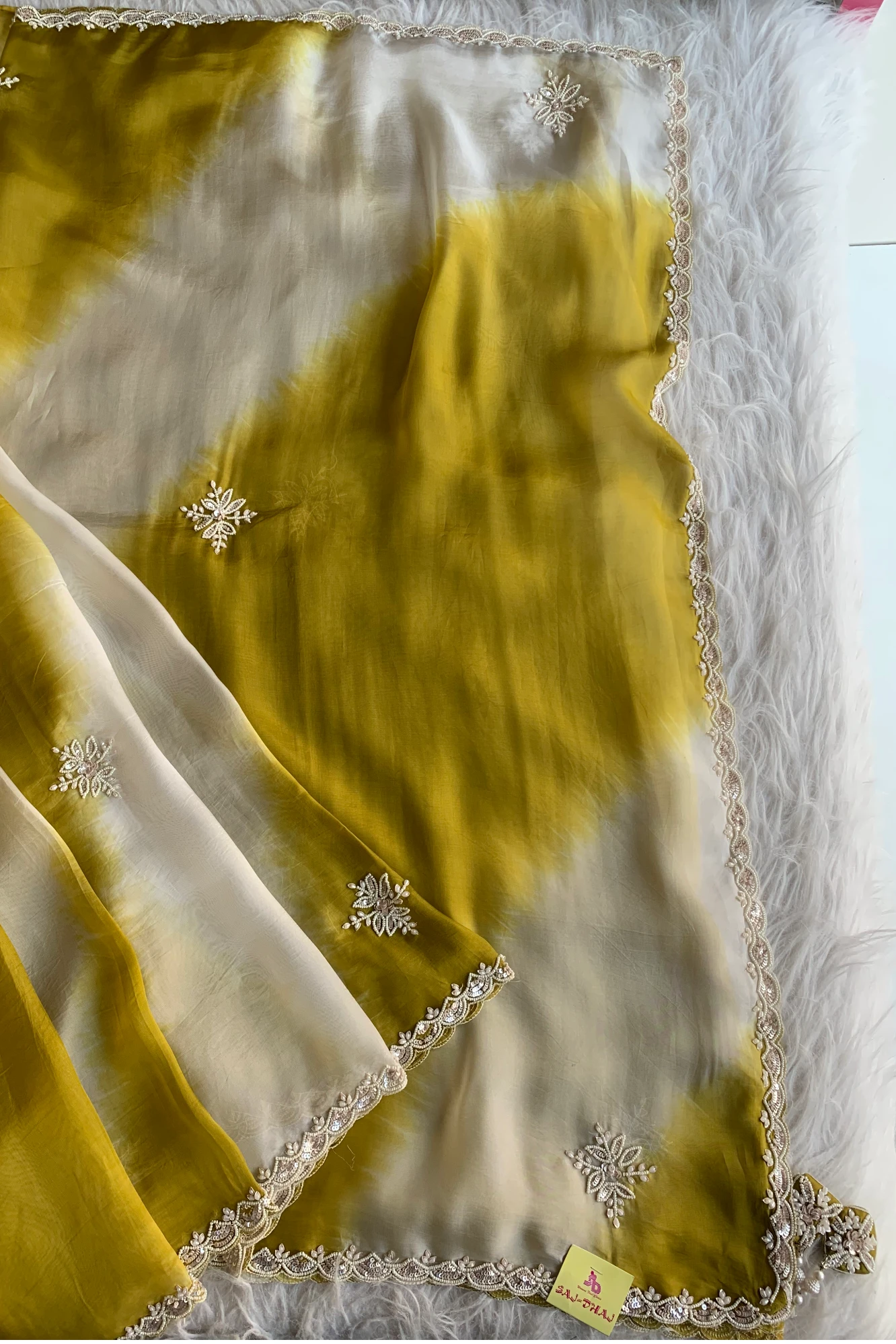 Ombre Shaded Embellished Organza Saree 5650 07