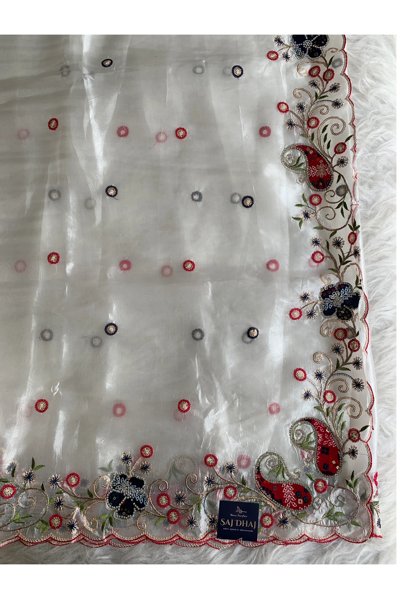 White Glass Tissue Saree 5786 10