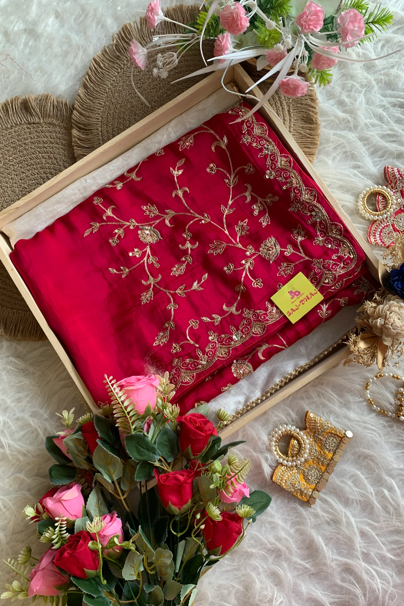 Rani Pink Habutai Silk Saree 5750 03