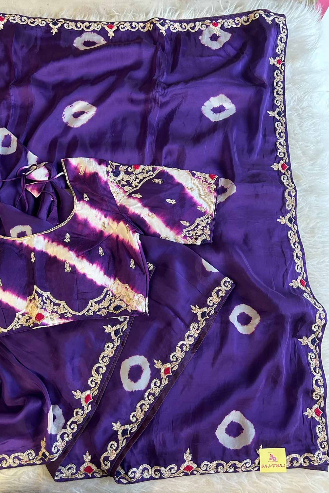 Jayanti Reddy Purple Habutai Silk Saree with Tie&Dye Design 5650 09