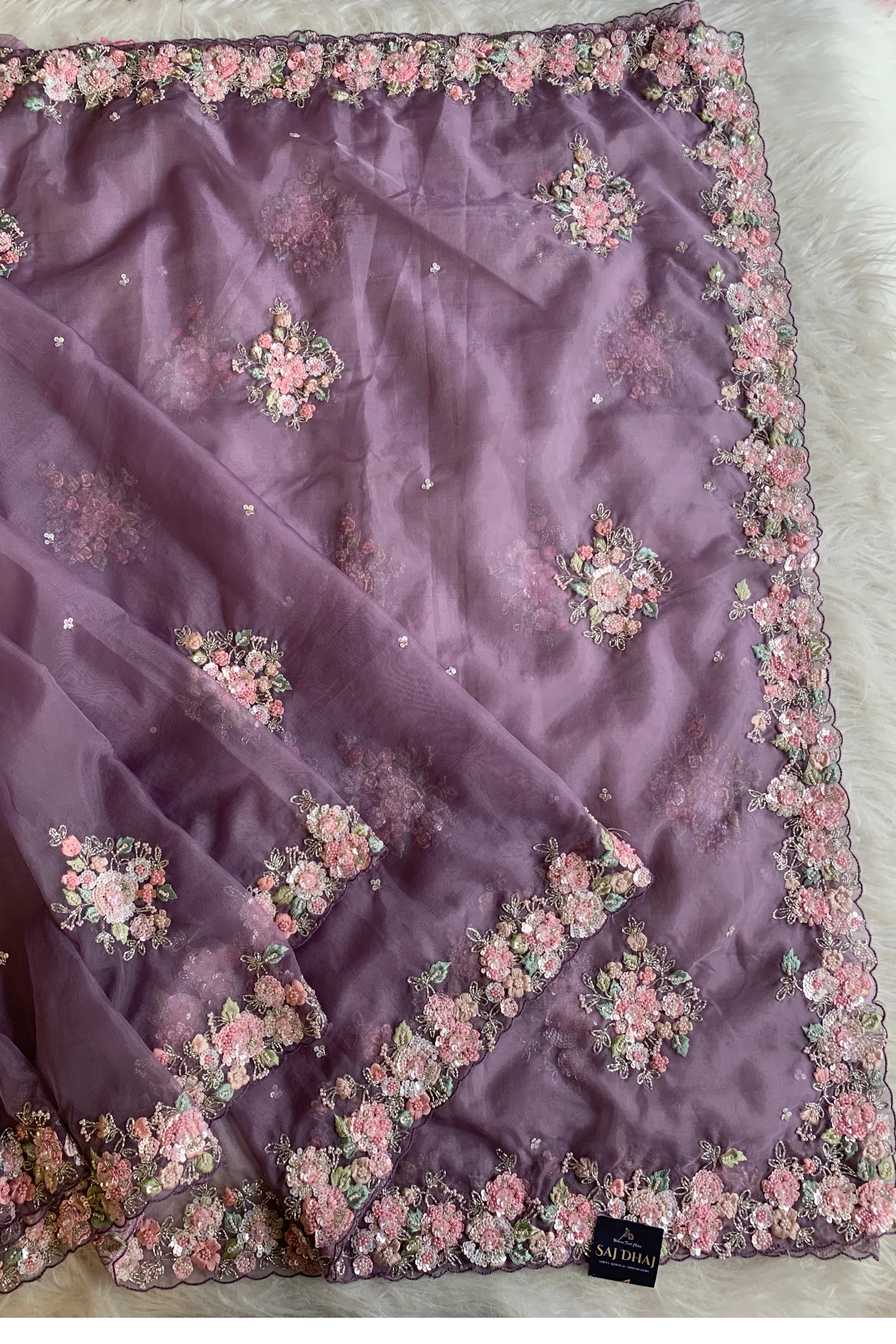 Purple Lilac Tissue Saree 5817 03