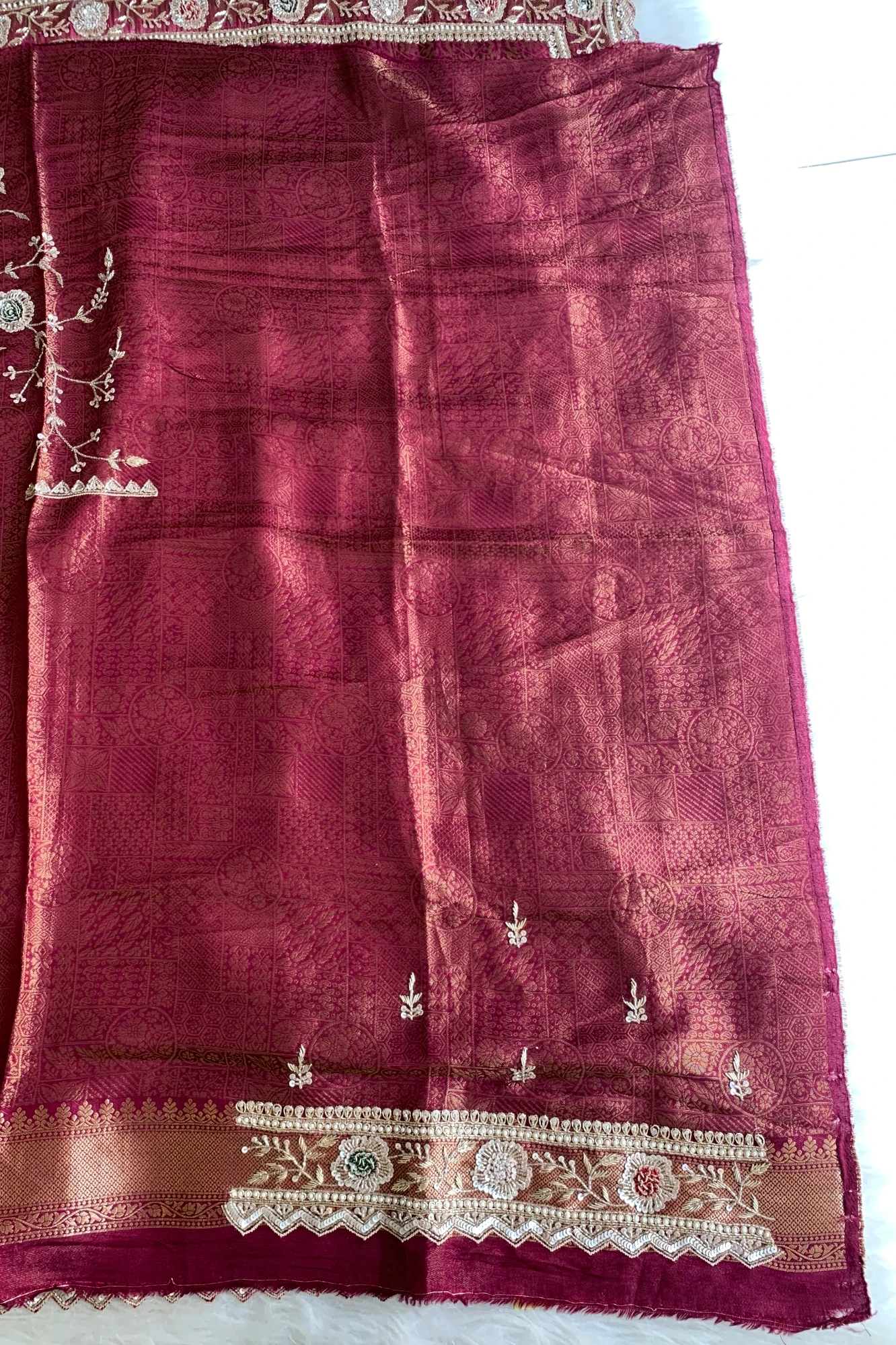 Ivory & Pink Banarasi Saree 5659 05