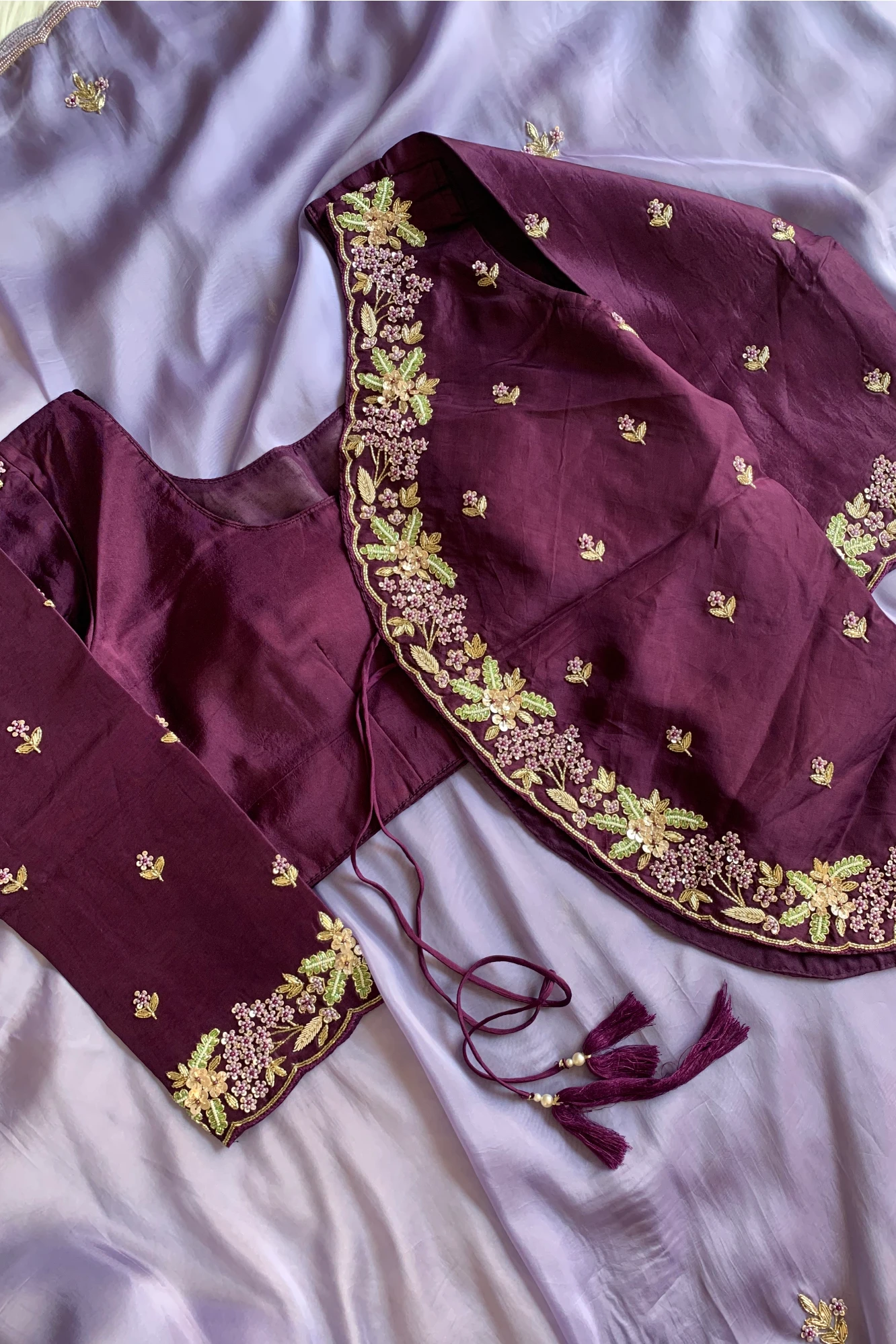 Lavender Embellished Habutai Silk Saree 4999 13