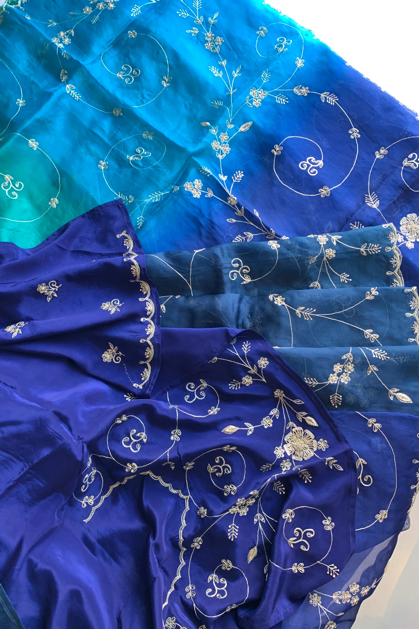 Blue Shaded Organza Saree 5853 03