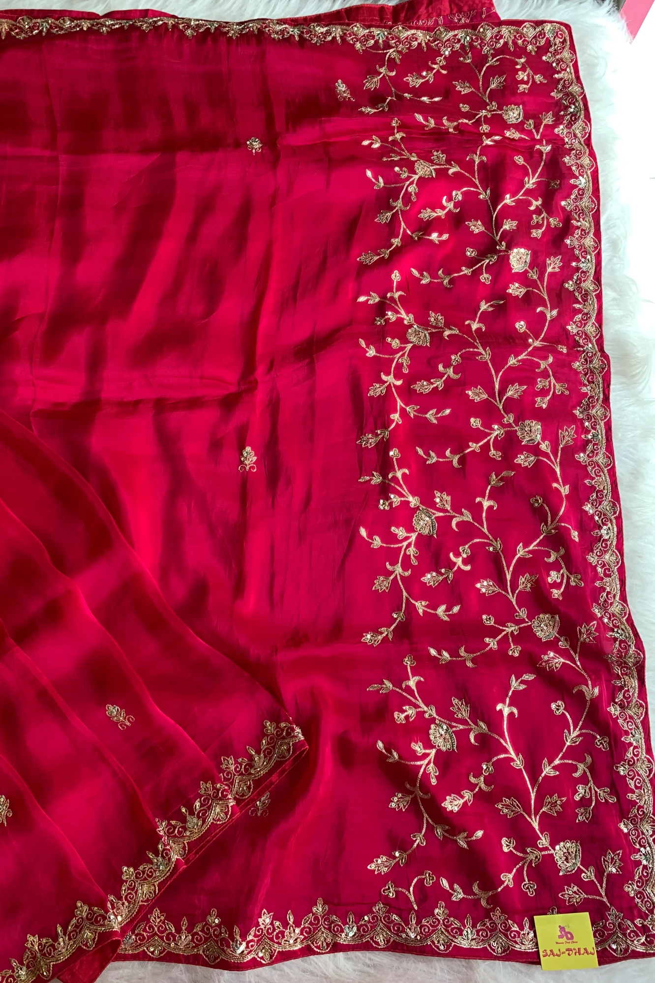 Rani Pink Habutai Silk Saree 5750 03