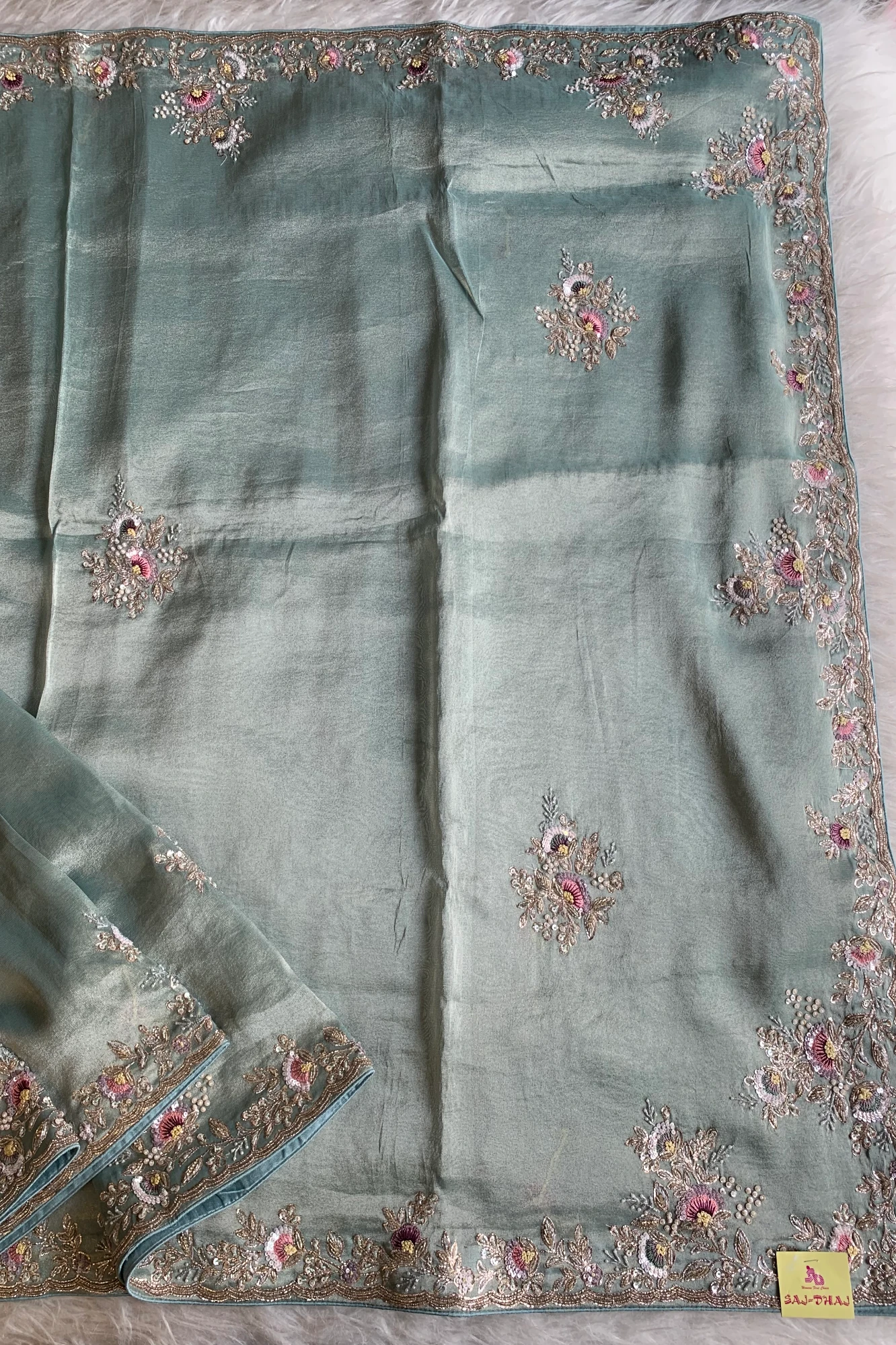 Mint Green Tissue Saree 5360 10