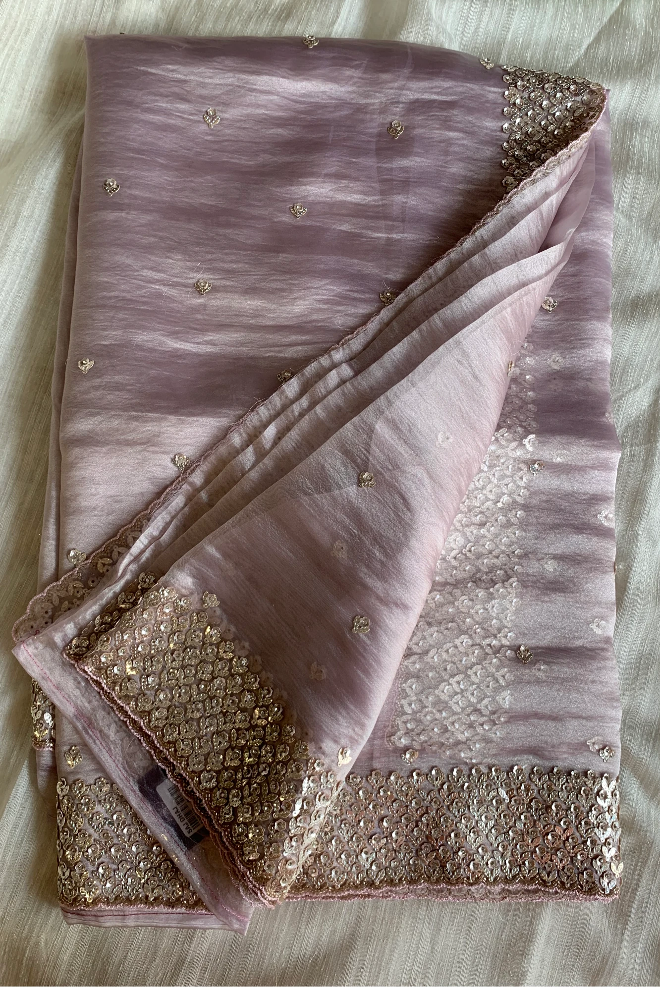 Dusty Lavender Embellished Butter Organza Saree 5847 01