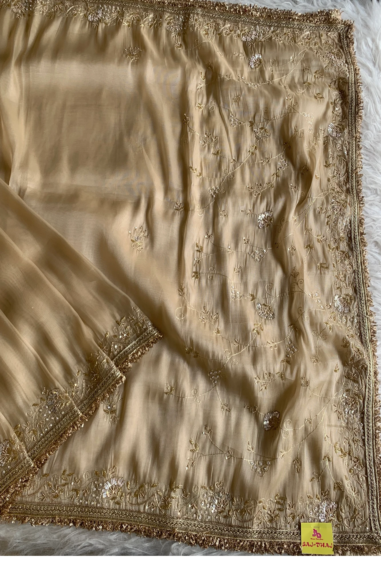 Beige Reyana Organza Saree 5765 07