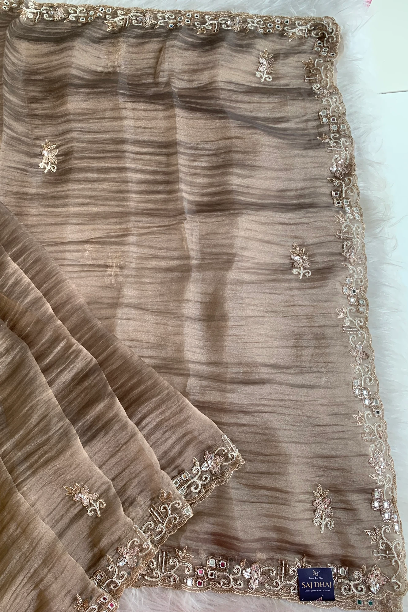 Beige Crush Saree 5850 07