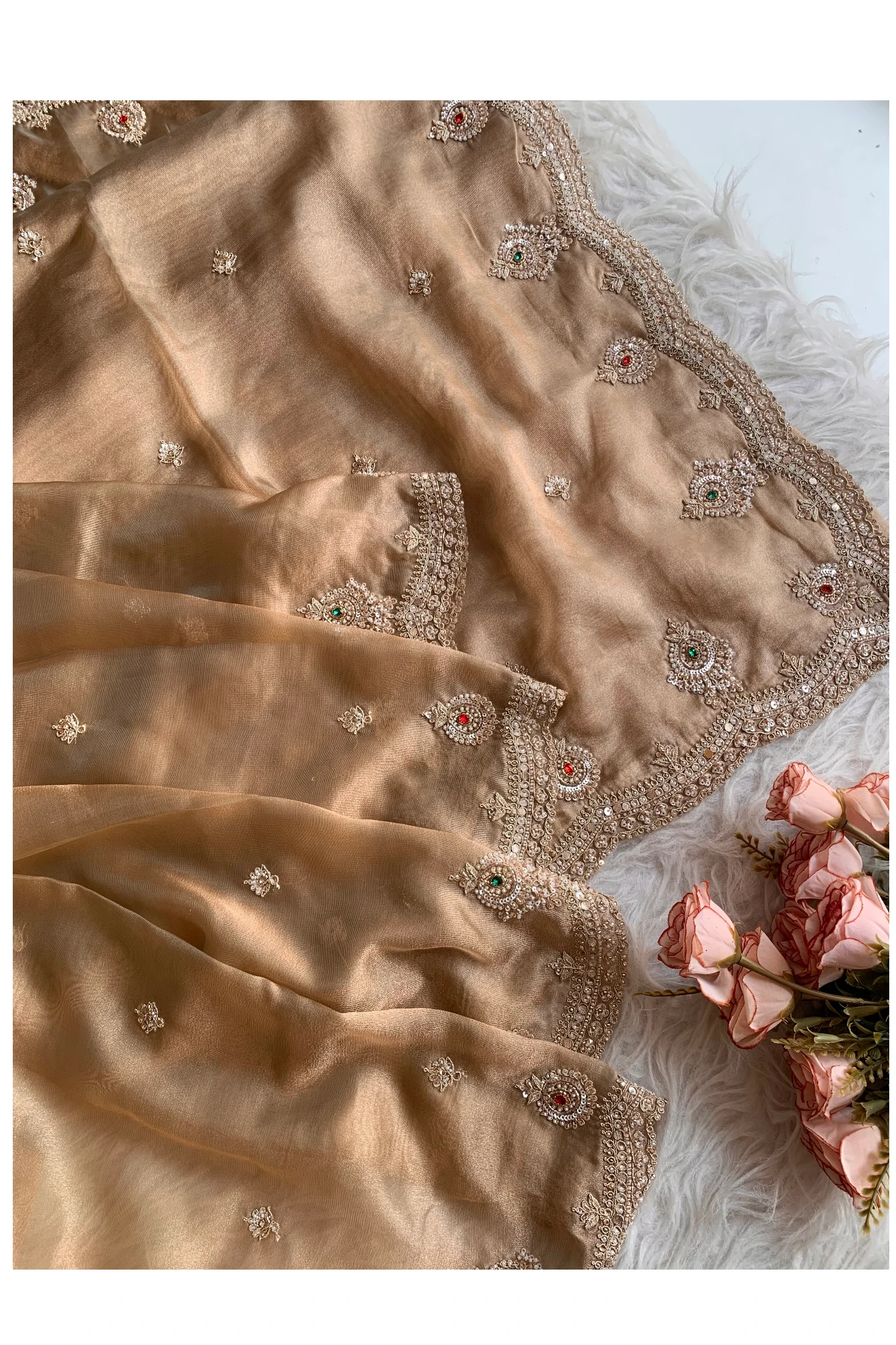 Gold Tissue Organza Saree 5775 03