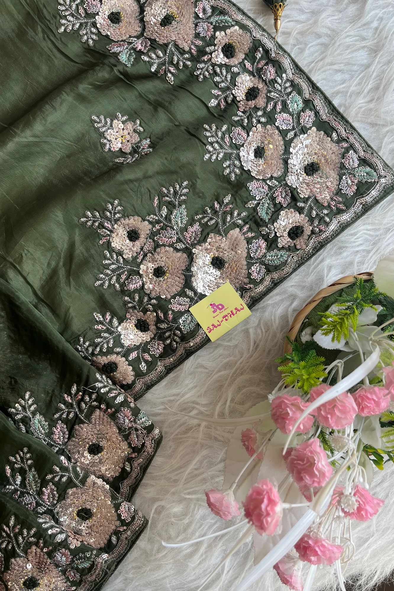 Bottle Green Crepe Silk Saree 5662 01