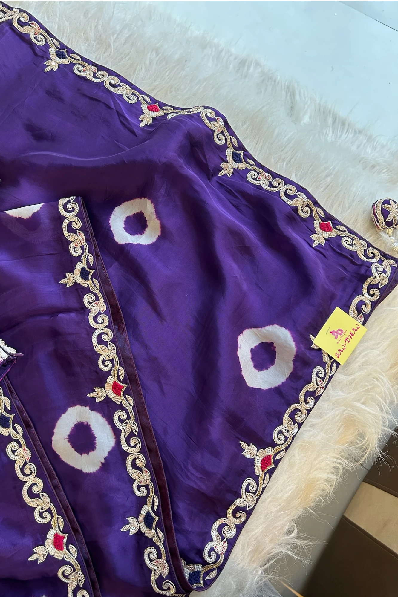 Jayanti Reddy Purple Habutai Silk Saree with Tie&Dye Design 5650 09