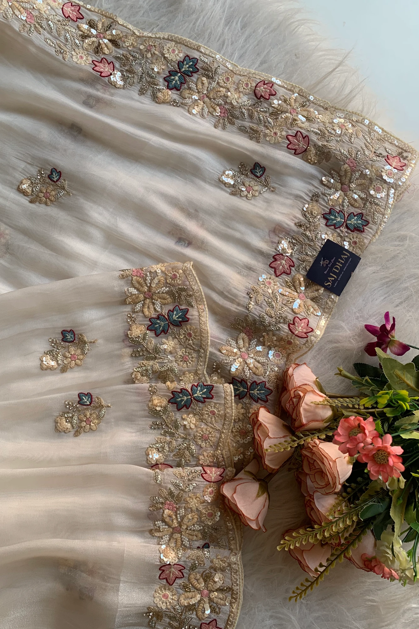 White Reyana Organza Saree 5795 01