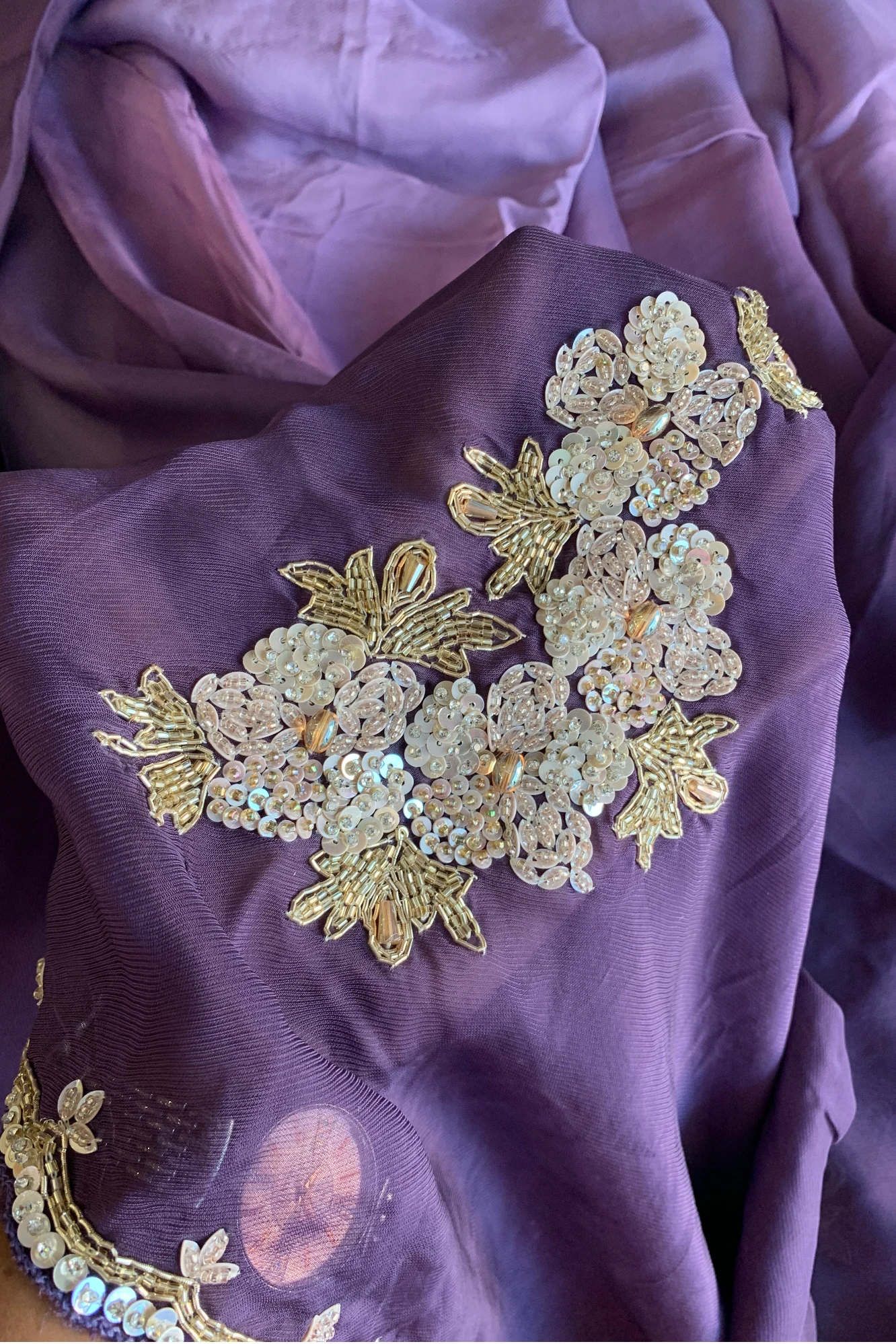 Purple Ombre Embellished Lilly Silk Saree 5850 12