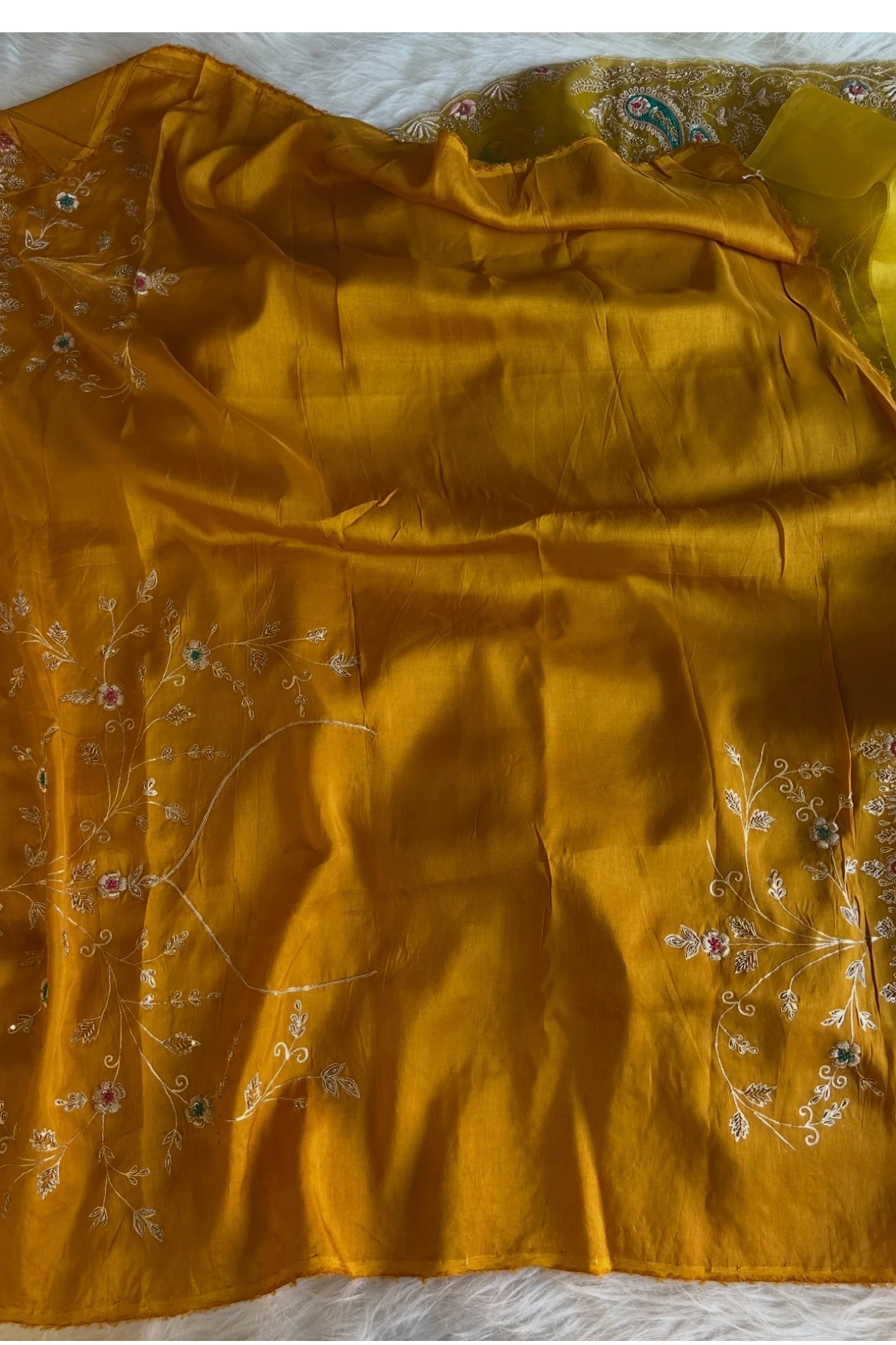 Ombre Mustard Kora Silk Saree 5750 08