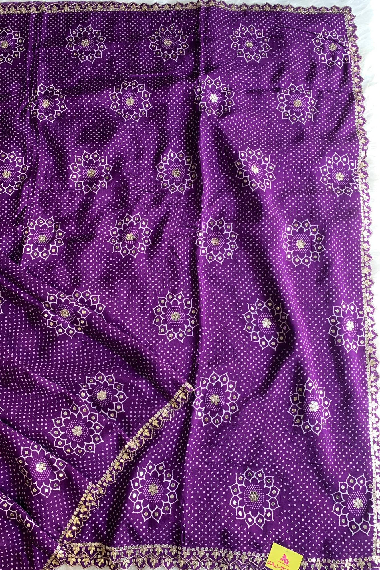 Purple Bandhej Russian Silk Saree 5755 01