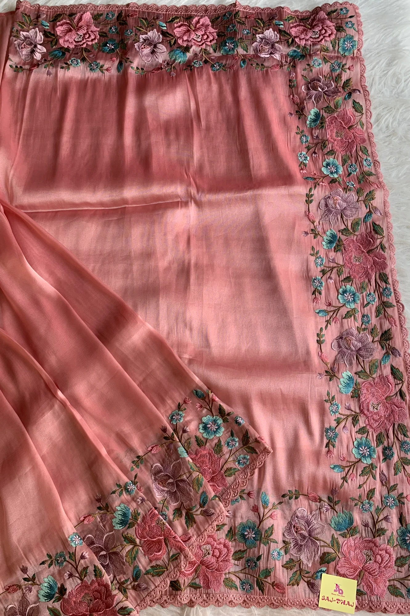 Blush Pink Tissue Organza Saree 5773 01