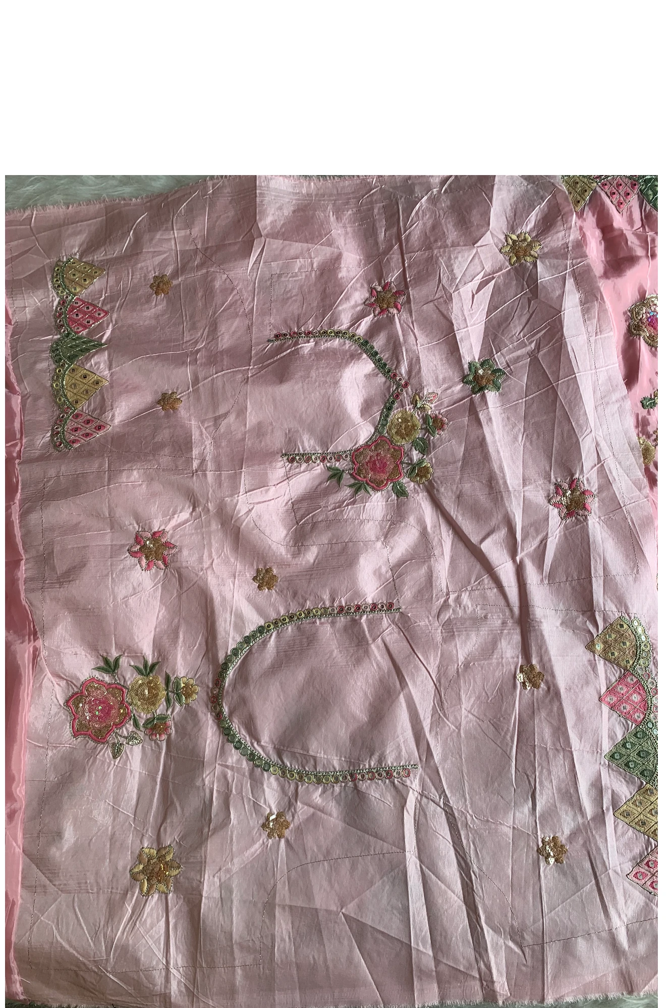 Baby Pink Habutai Silk Saree 5786 13