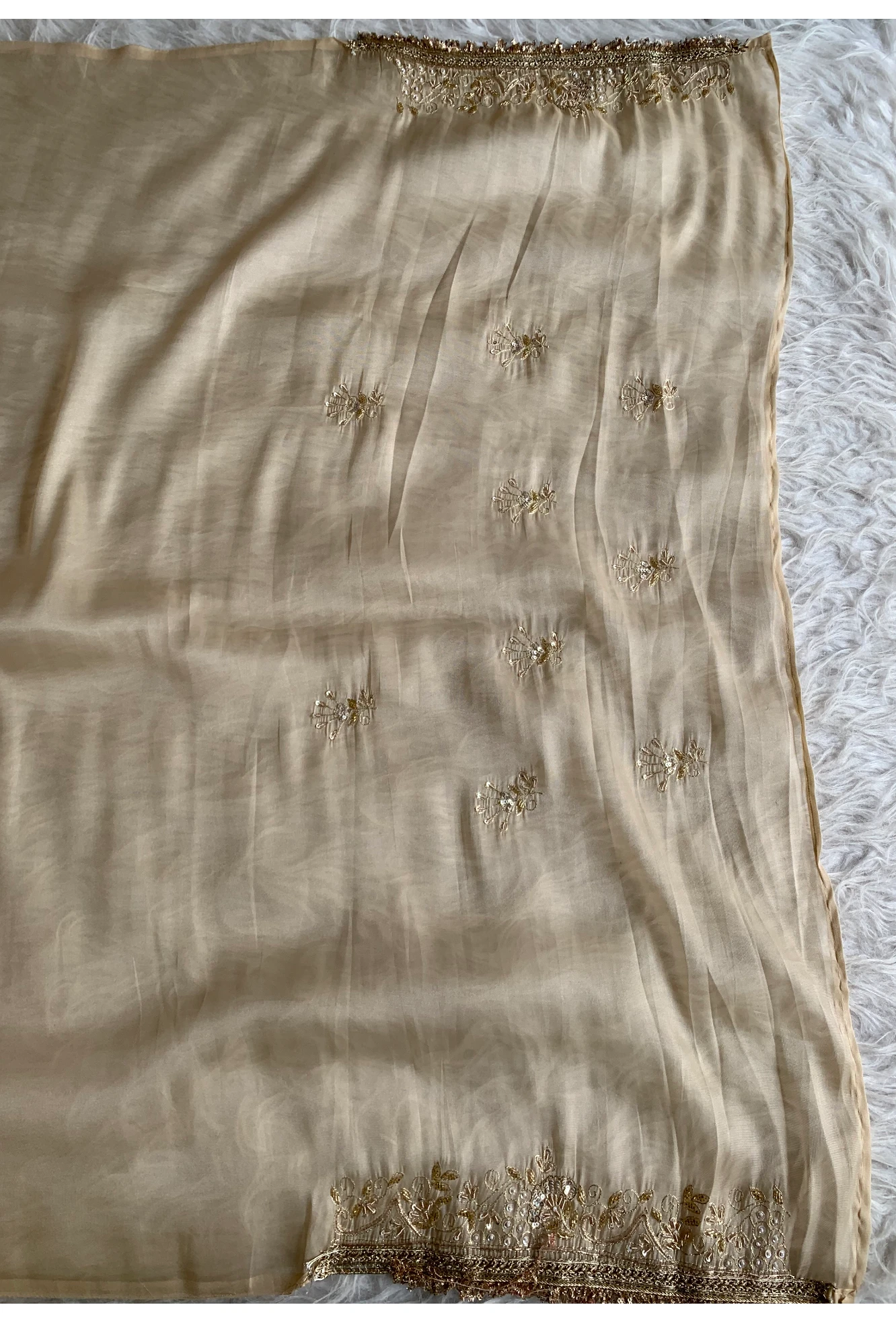 Beige Reyana Organza Saree 5765 07