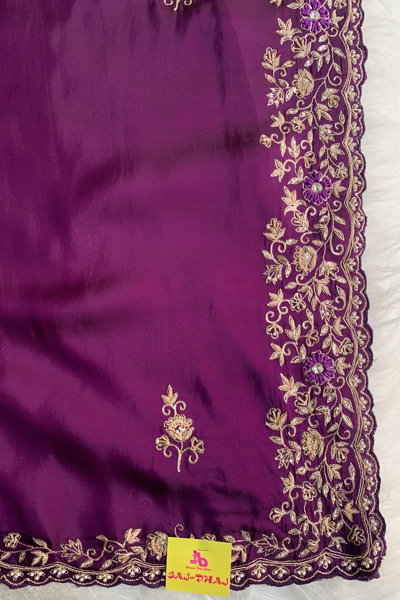 Purple Aari Habutai Silk Saree 5765 08