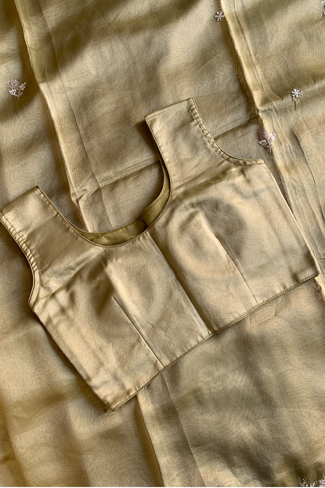 Olive Green Embellished Tissue Saree 5764 17