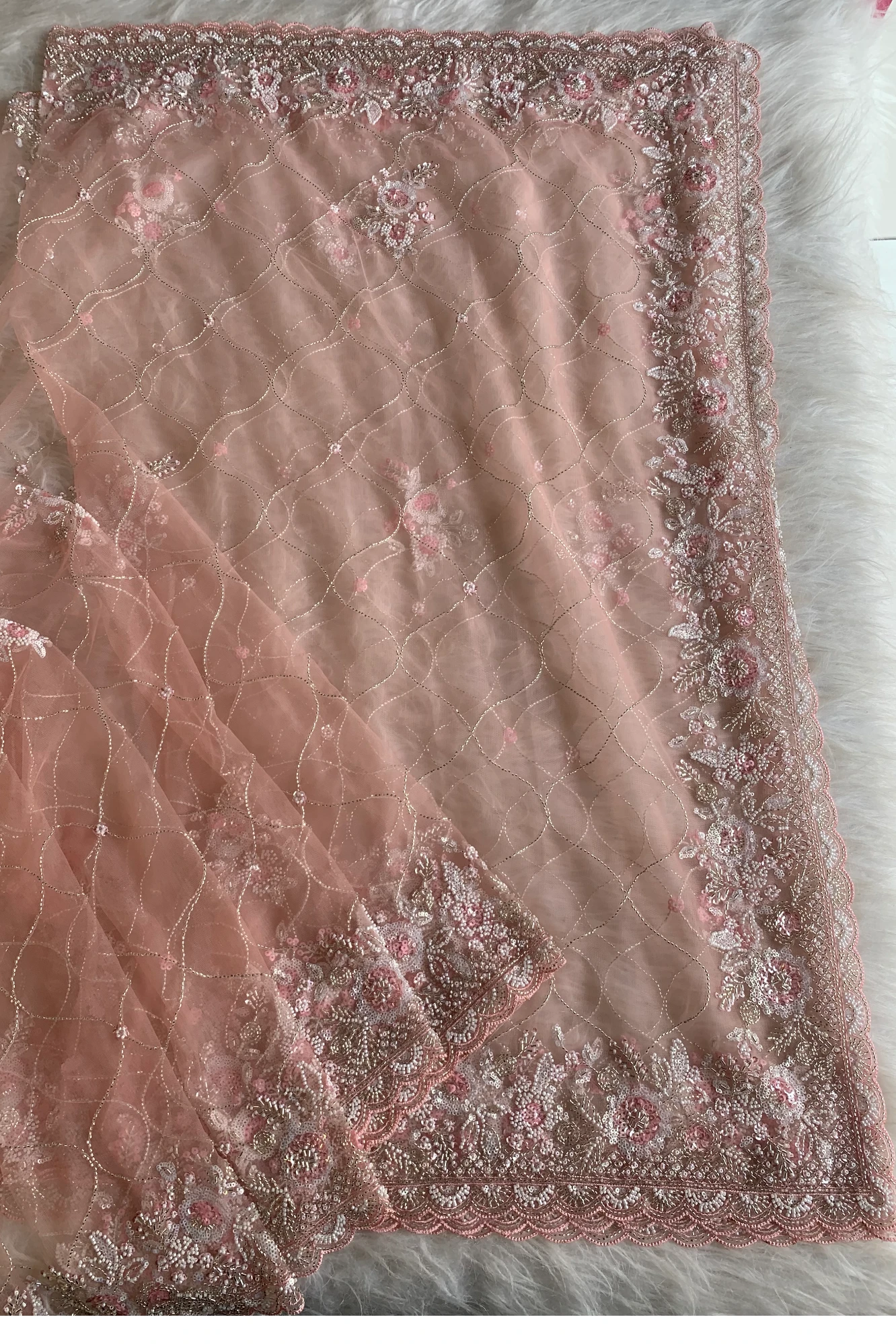 Peach Net Saree 5814 02