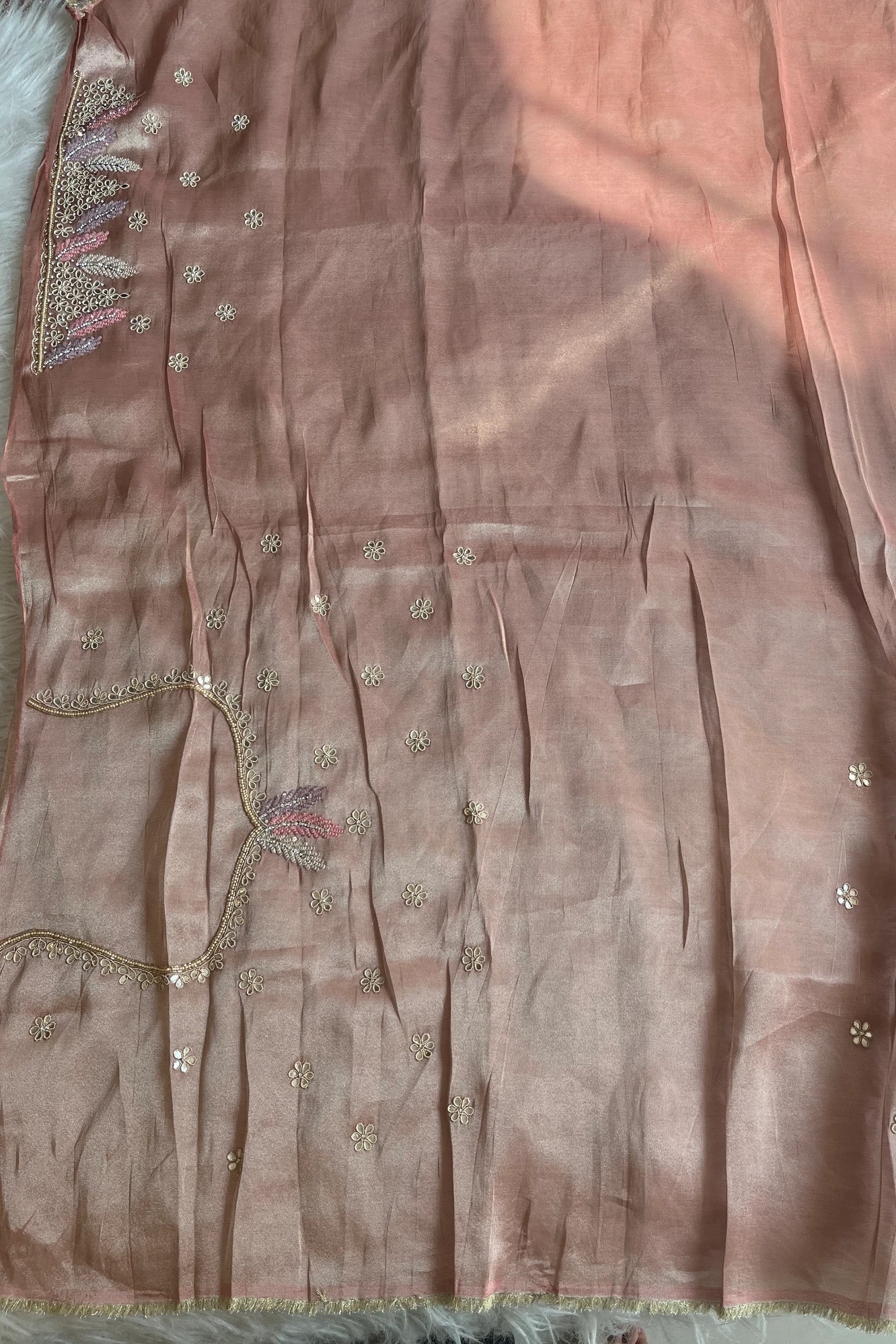 Rose Gold Designer Tissue Saree 5518 11