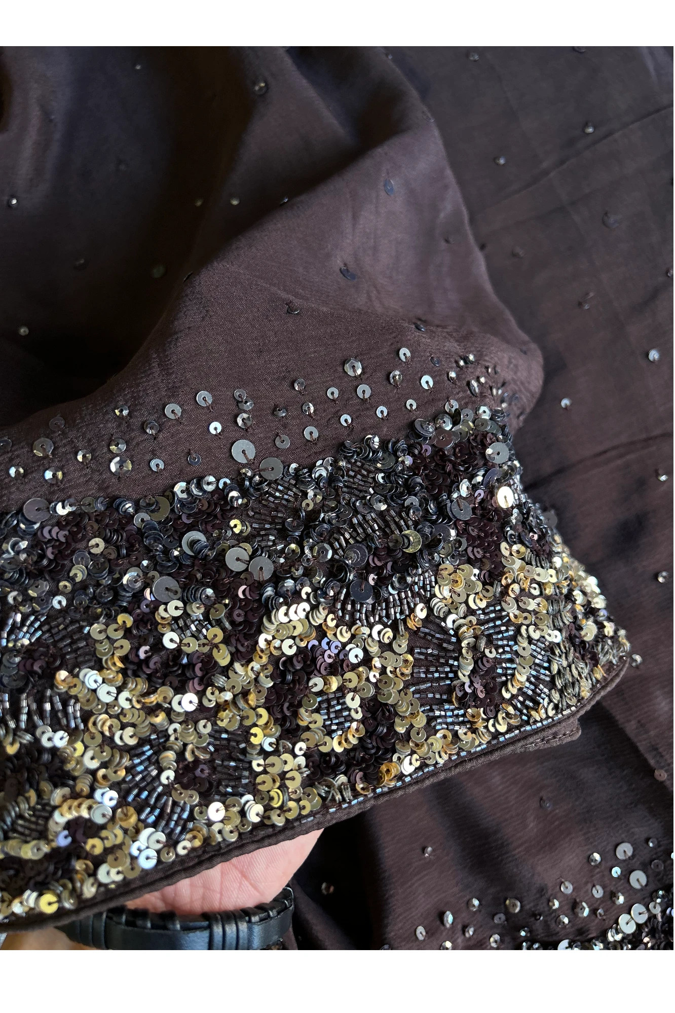 Dark Brown Chinnon Georgette Saree 5759 09