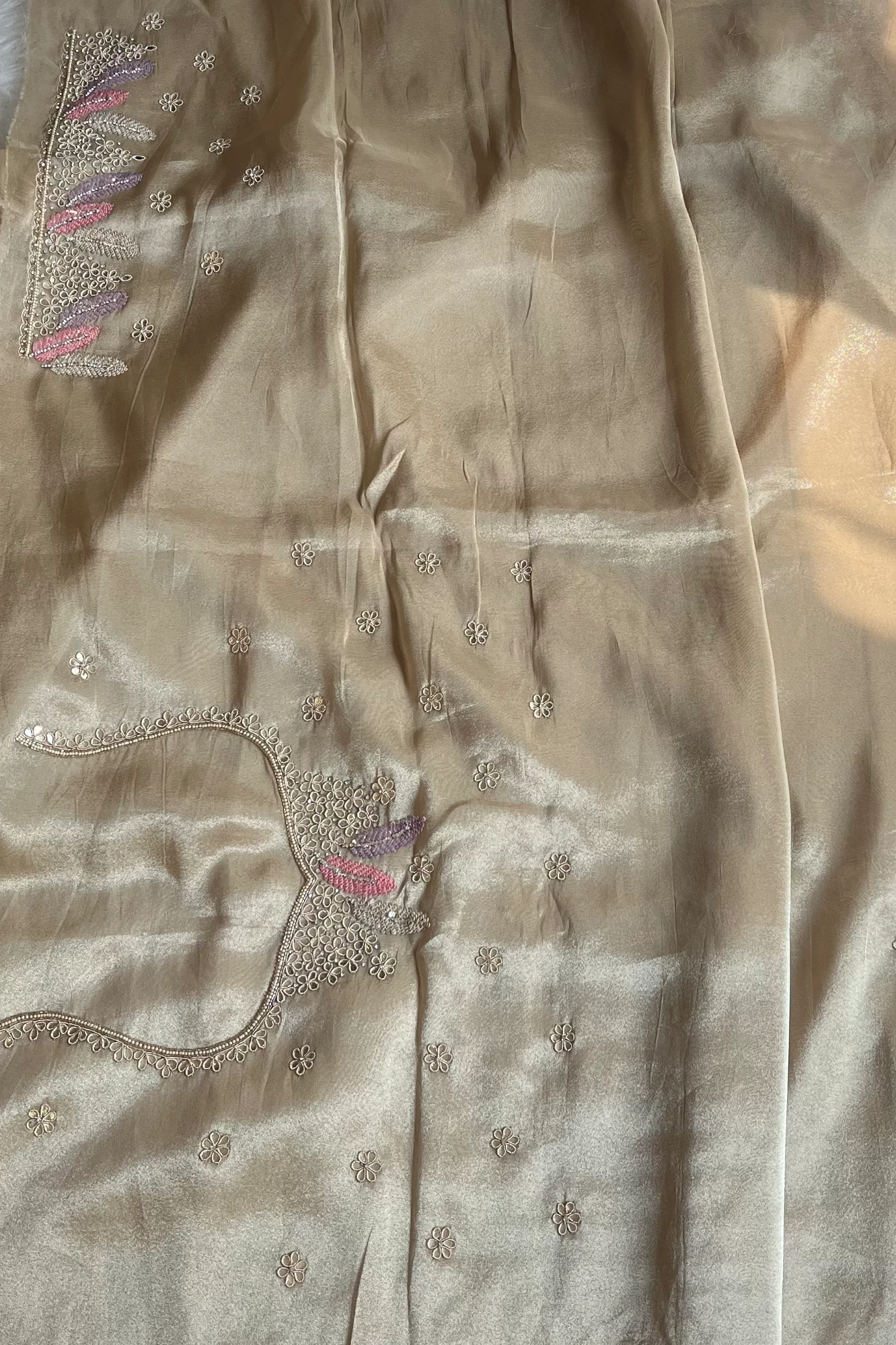 Beige Designer Tissue Saree 5518 11/5656 15