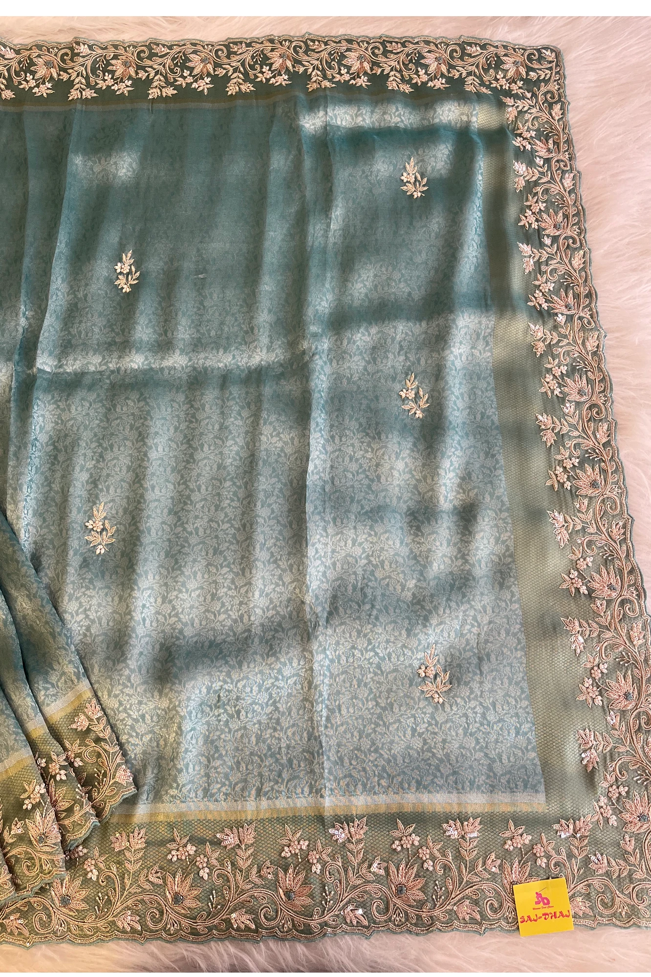 Sea Blue Kanchipuram Silk Saree 5764 05