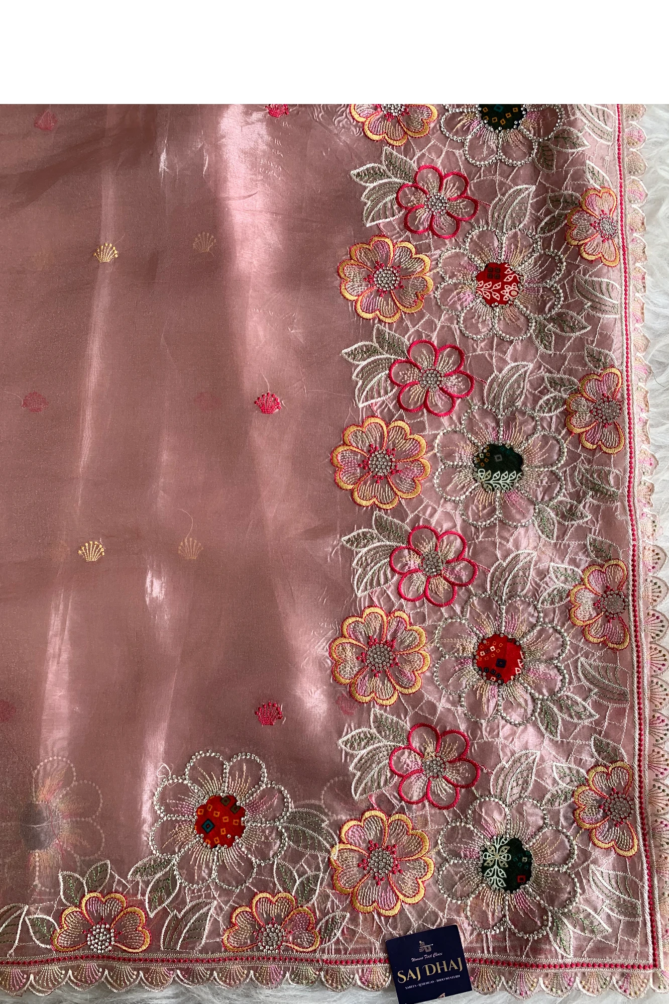Peach Tissue Organza Saree 5786 09