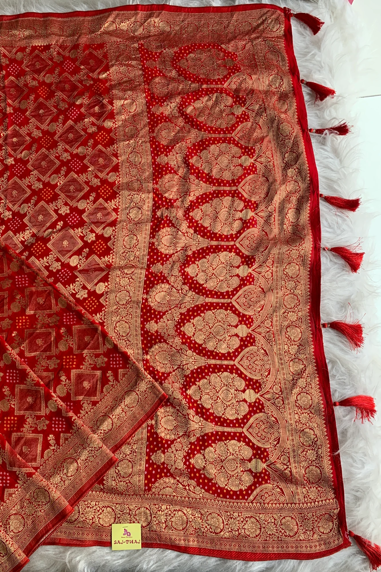 Red Khadi Banarasi Georgette Saree 5588 11
