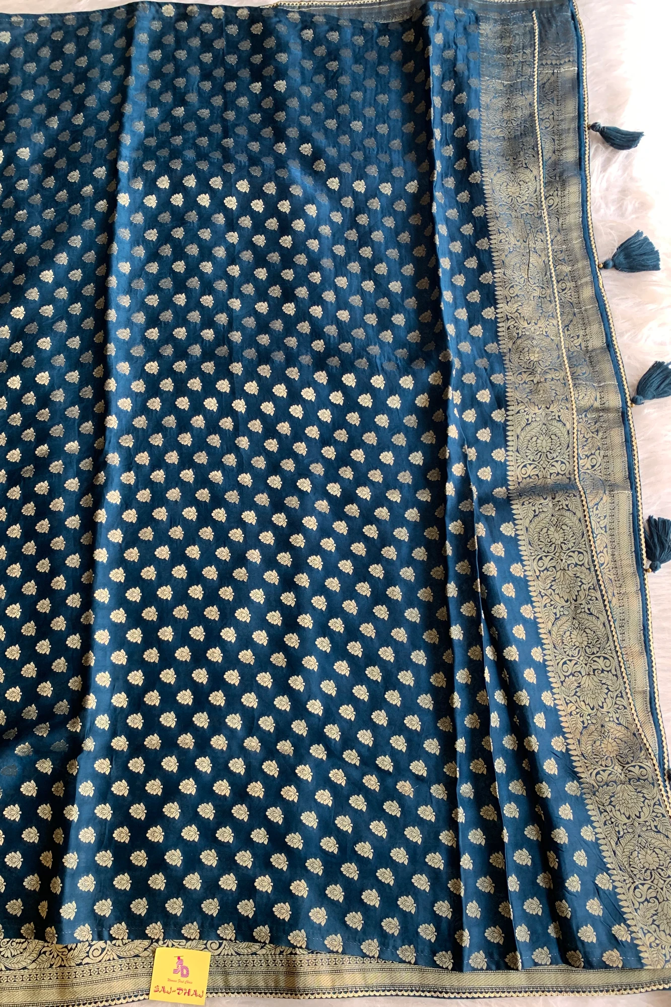 Peacock Blue Kanchi Banarasi Saree 5176 08