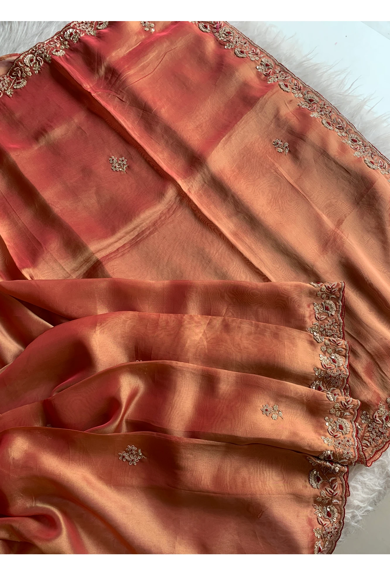 Brick Tissue Silk Saree 5525 02