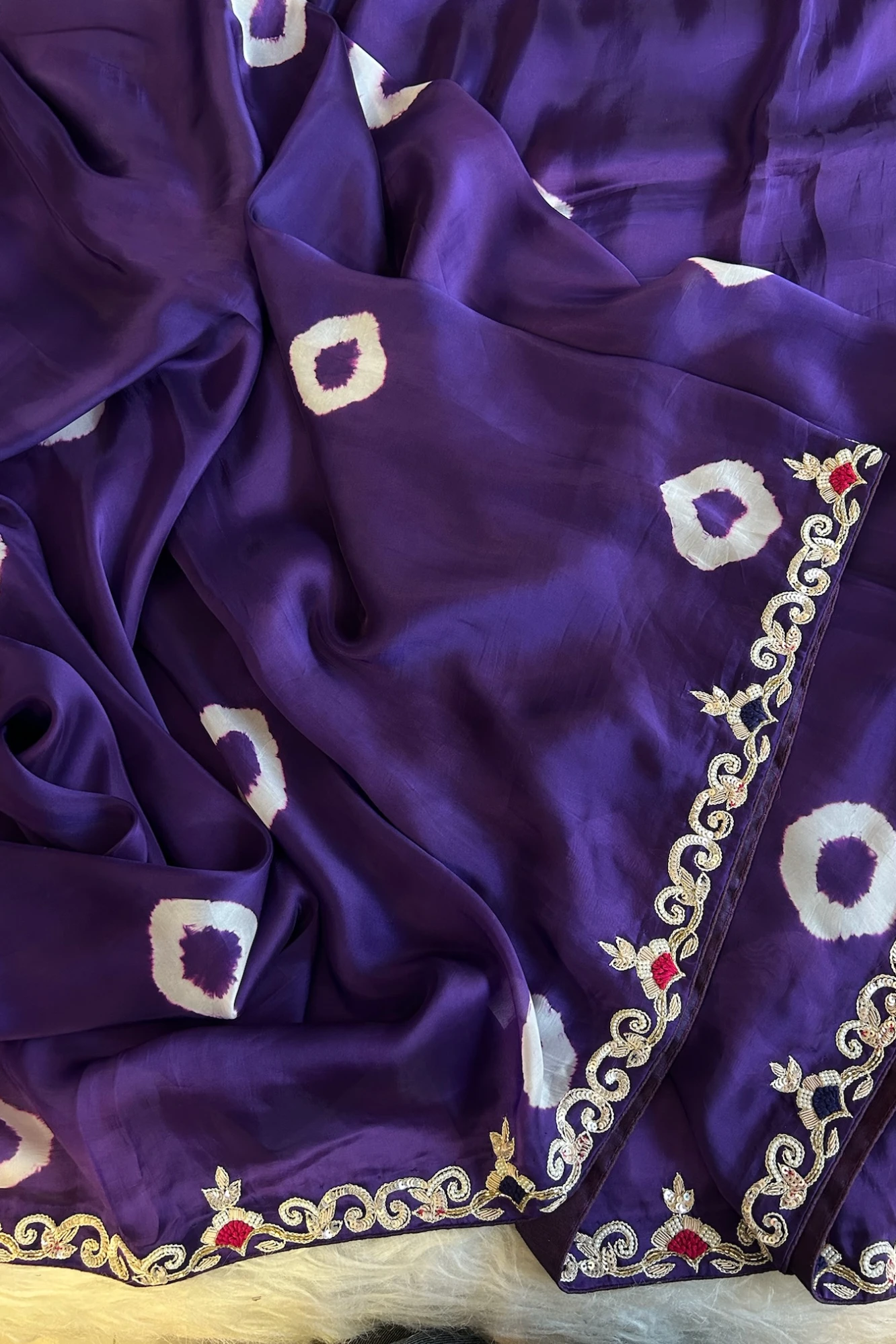 Jayanti Reddy Purple Habutai Silk Saree with Tie&Dye Design 5650 09