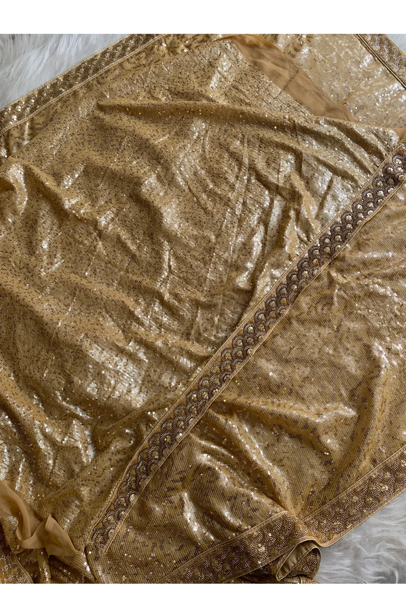 Gold Fancy Sequin Saree 5801 09