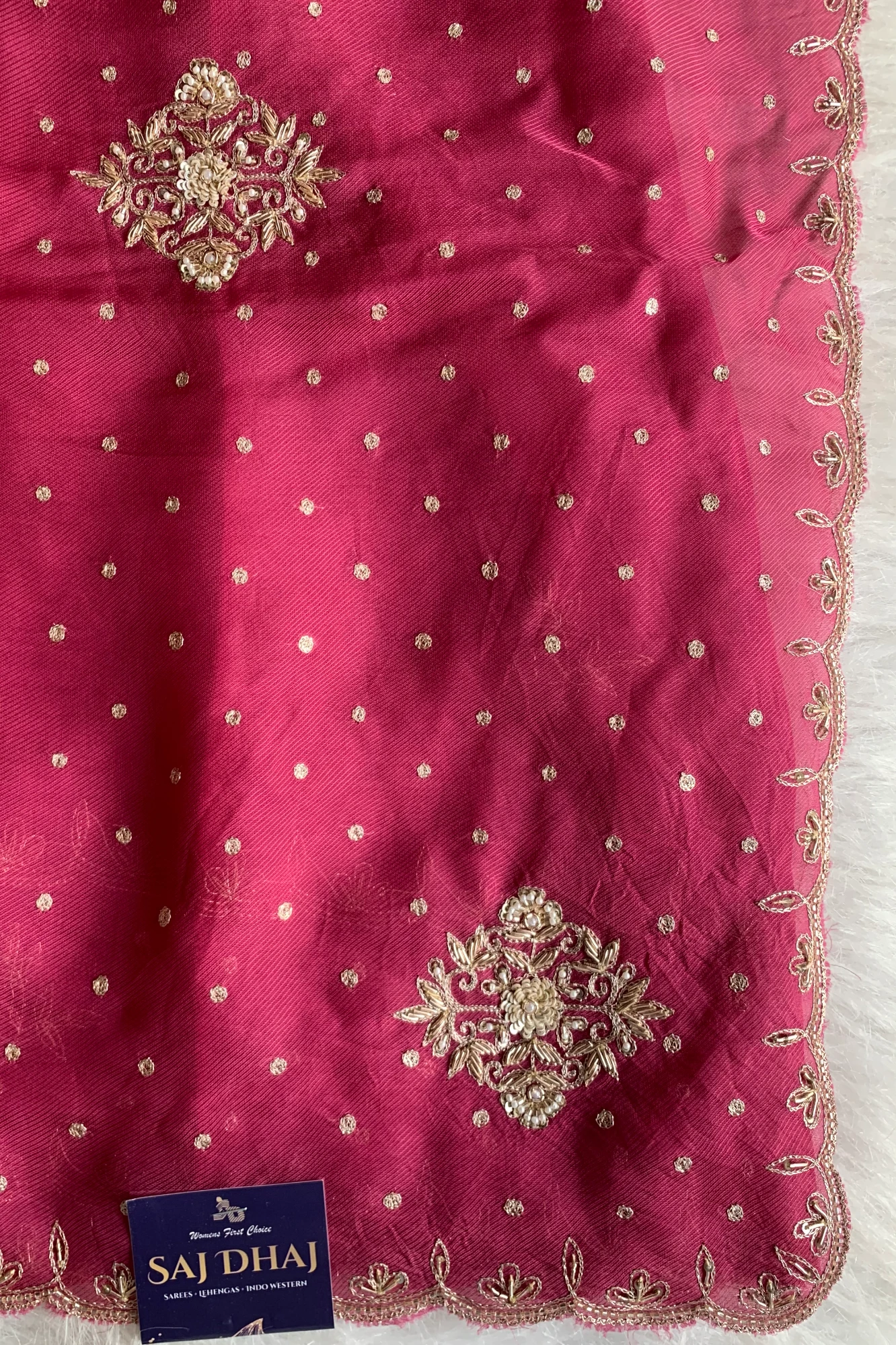 Onion Pink Embellished Lilly Silk Saree 5848 02