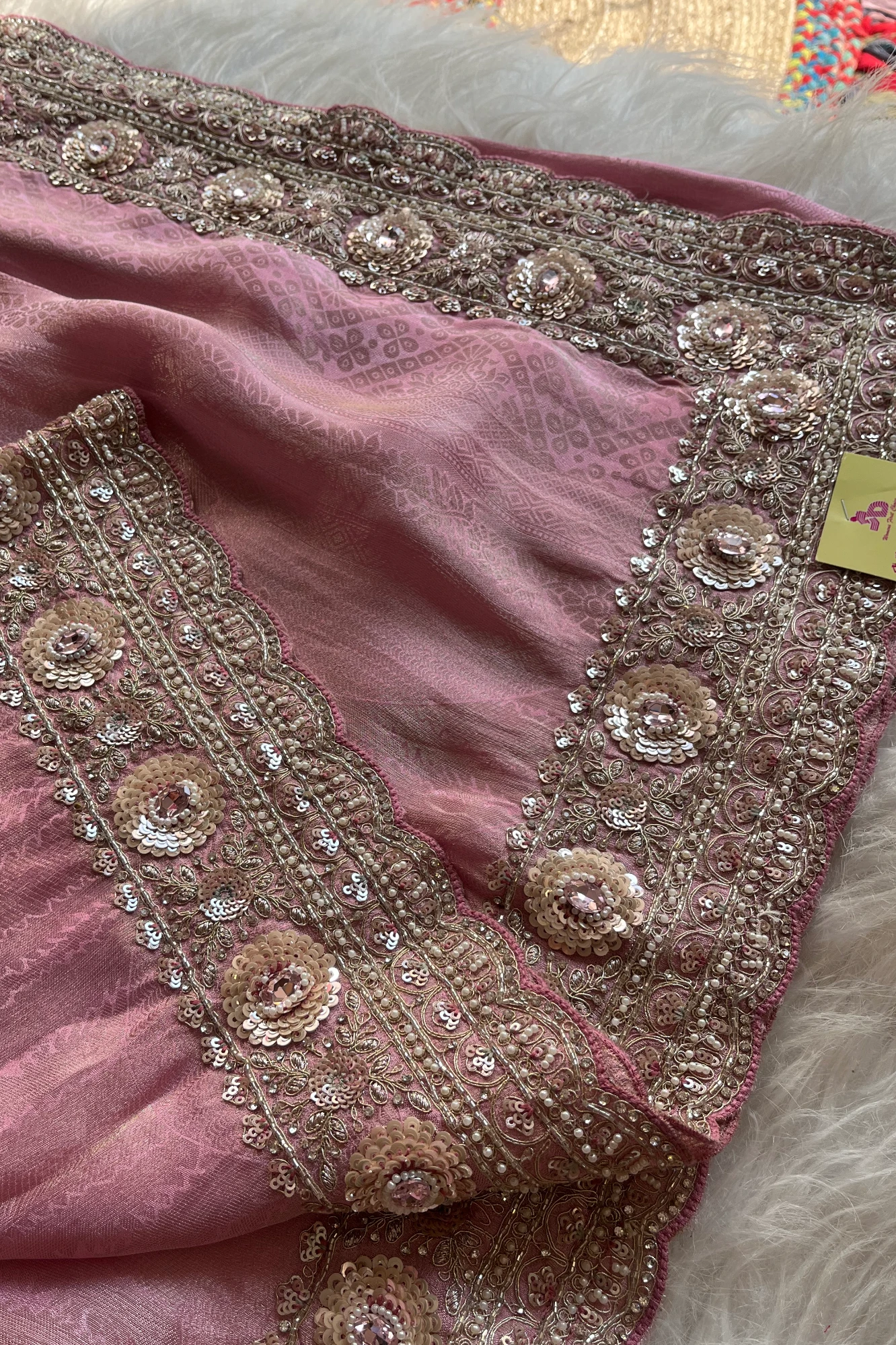 Baby Pink Banarasi Saree with Intricate Work 5662 03
