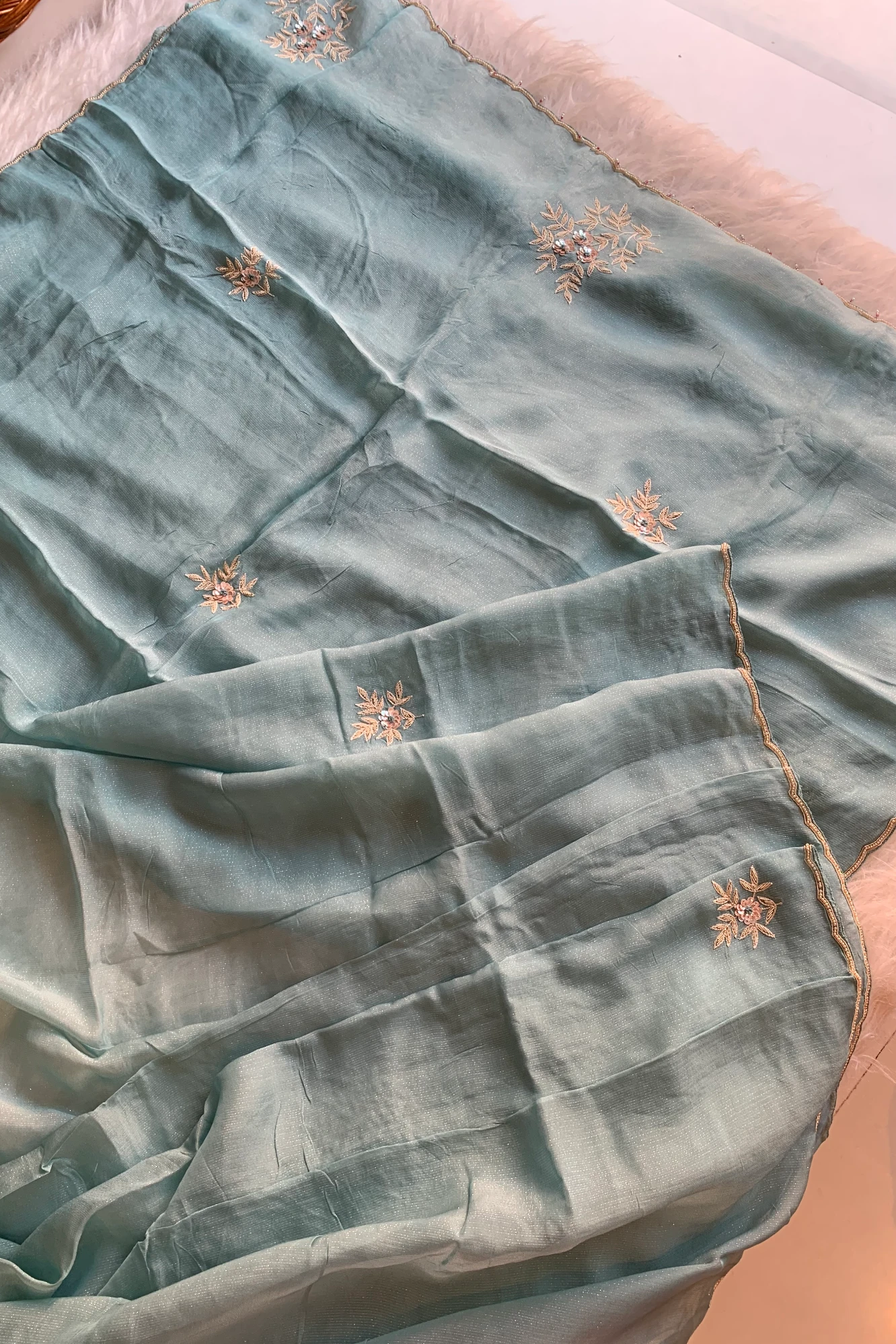 Blue Soft Organza Saree 5848 04